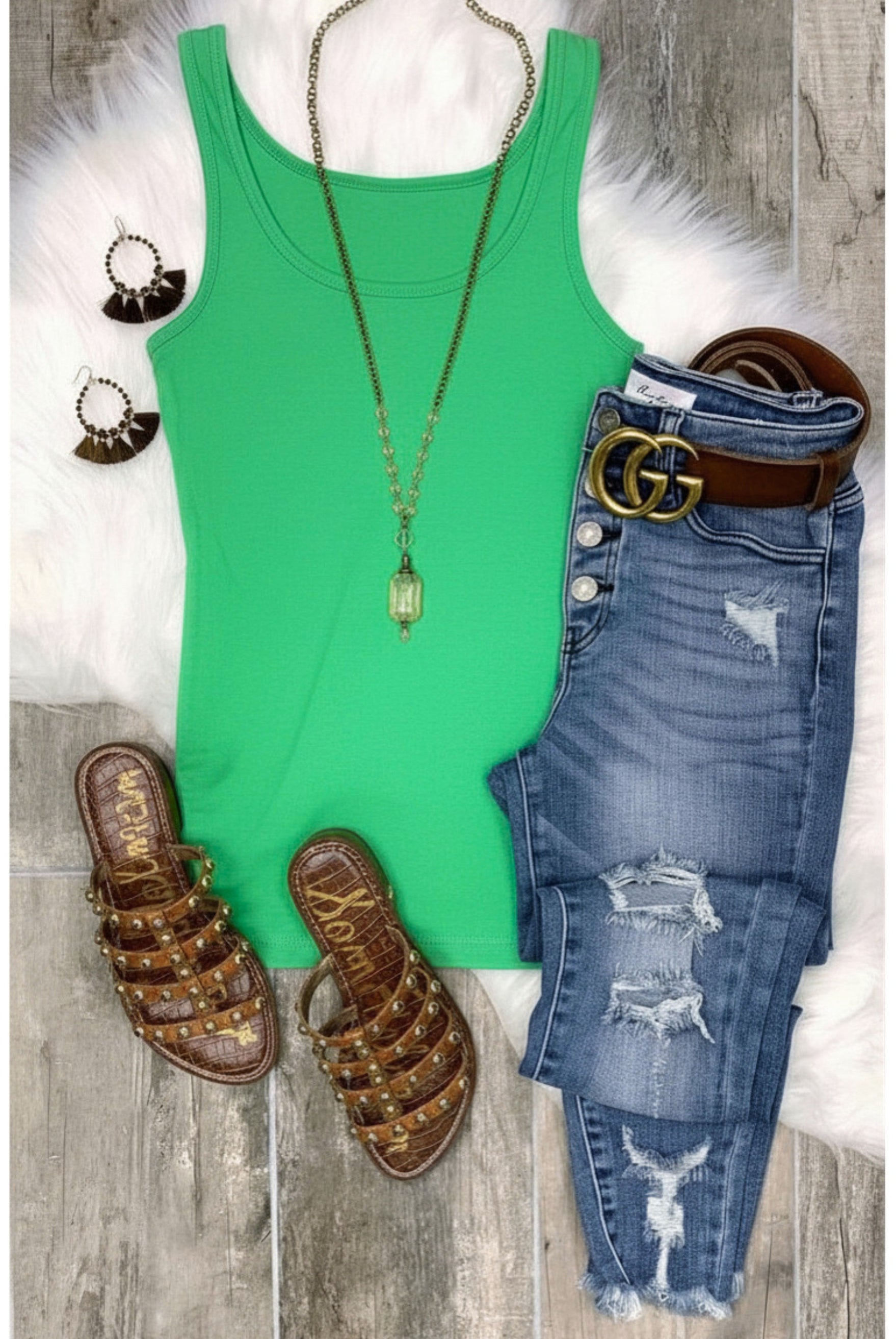 Basic Scoop Tank - Green-Top-privityboutique.com-Privity Boutique, Women’s Fashion Boutique in Mesa, Arizona