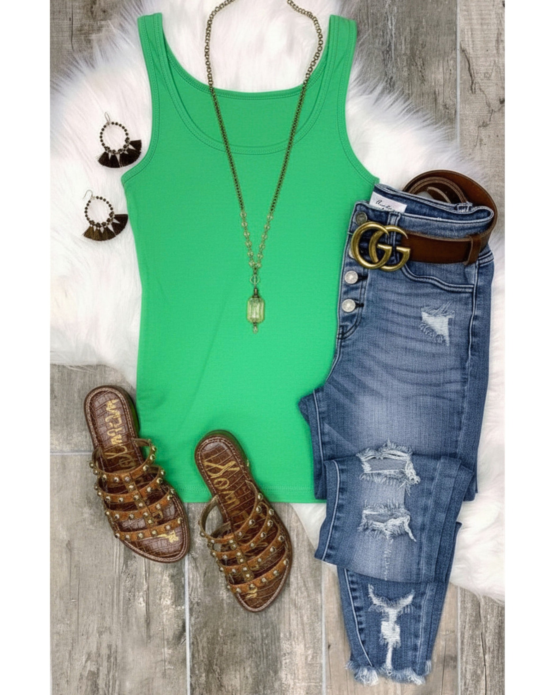 Basic Scoop Tank - Green-Top-privityboutique.com-Privity Boutique, Women’s Fashion Boutique in Mesa, Arizona