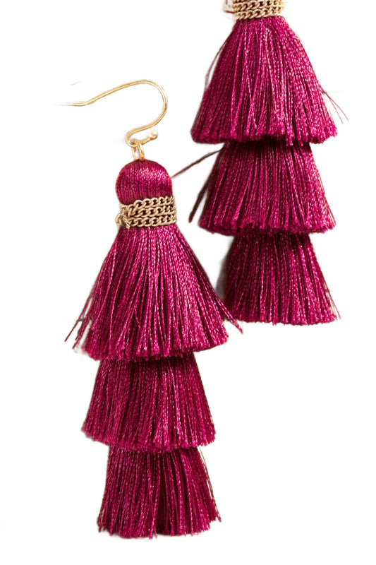 Party of Three Tassel Earrings - Pink-earrings-privityboutique.com-Privity Boutique, Women’s Fashion Boutique in Mesa, Arizona