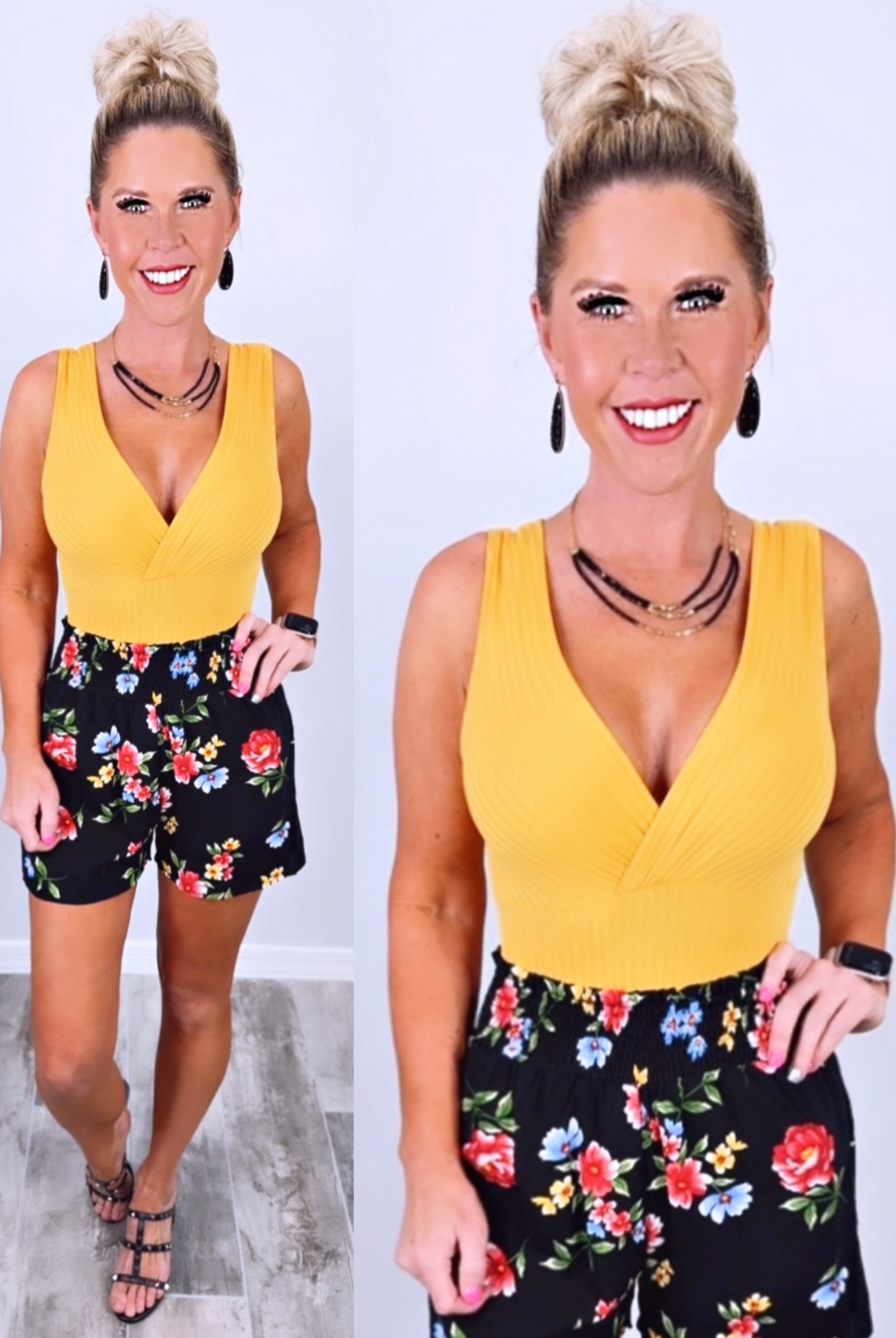 She's Stealing Hearts Multi Floral Shorts - Black-Shorts-privityboutique.com-Privity Boutique, Women’s Fashion Boutique in Mesa, Arizona