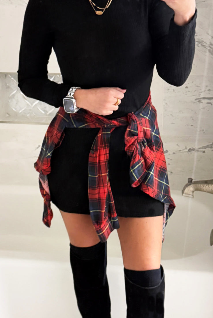 Ruling In Ribbed Turtleneck Dress - Black-Dress-privityboutique.com-Privity Boutique, Women’s Fashion Boutique in Mesa, Arizona