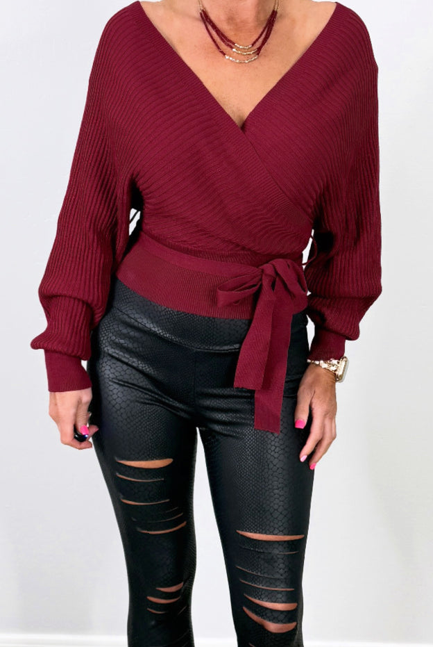 Dreaming Of You Top - Burgundy-Cropped sweater Top-privityboutique-Privity Boutique, Women’s Fashion Boutique in Mesa, Arizona