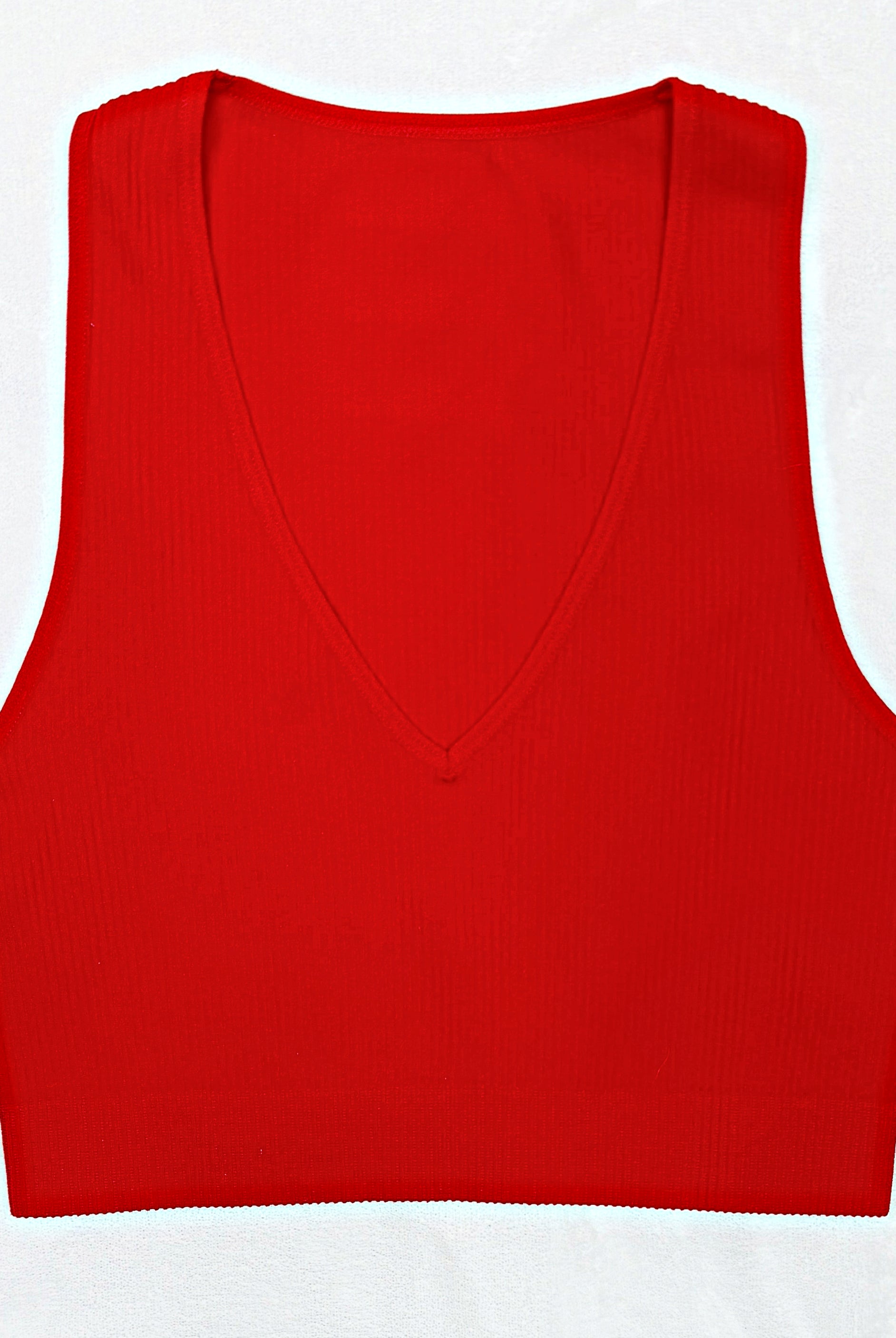 Very V Ribbed Cropped Top - Red-crop top-privityboutique-Privity Boutique, Women’s Fashion Boutique in Mesa, Arizona
