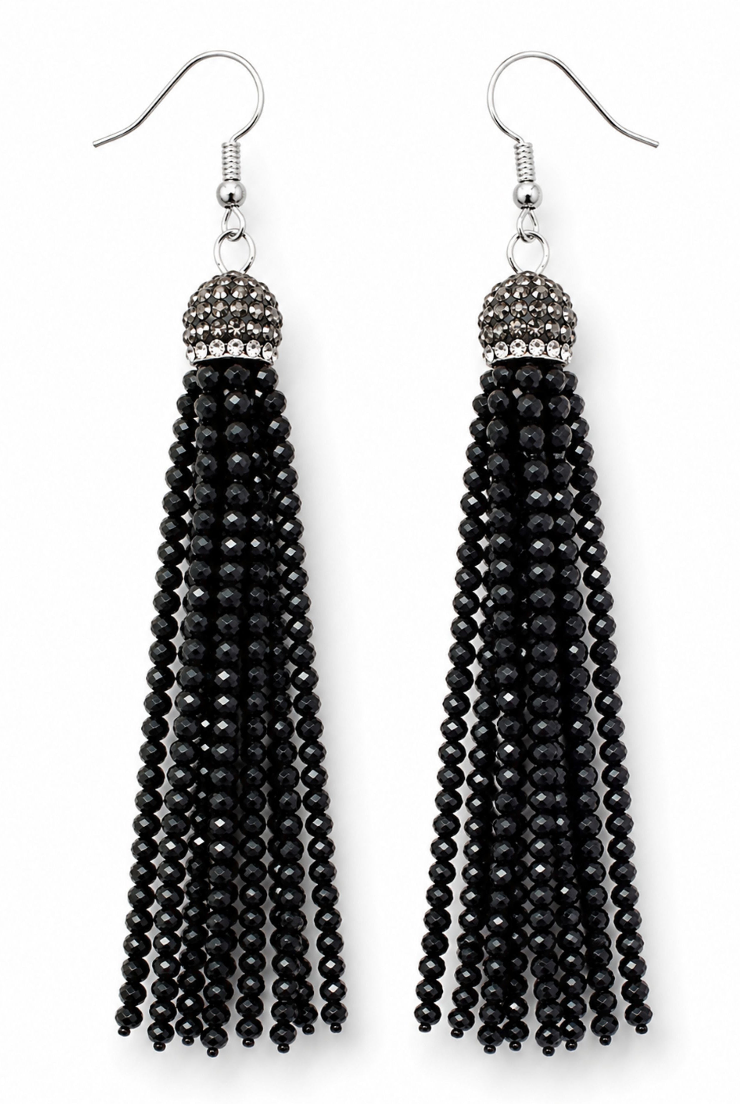Black Beaded & Rhinestone Earrings-privityboutique-Privity Boutique, Women’s Fashion Boutique in Mesa, Arizona
