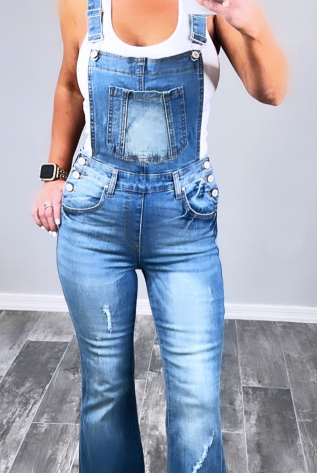 Fringe Bottom Light Wash Overalls-jeans-privityboutique-Privity Boutique, Women’s Fashion Boutique in Mesa, Arizona