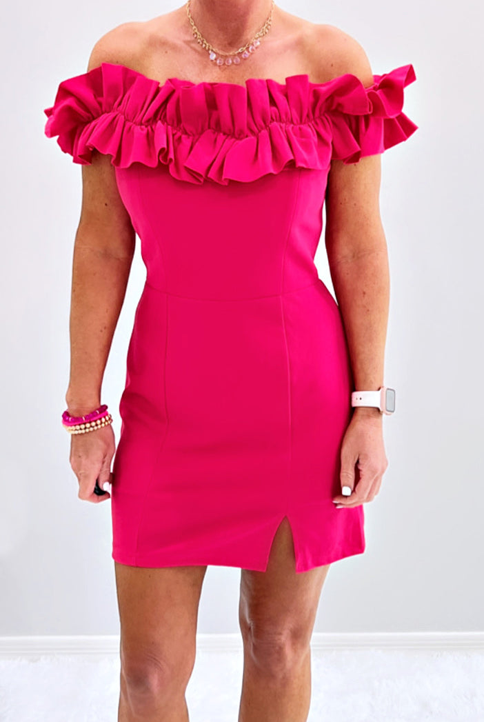 Ruffle On Top Dress - Pink-Dress-privityboutique.com-Privity Boutique, Women’s Fashion Boutique in Mesa, Arizona