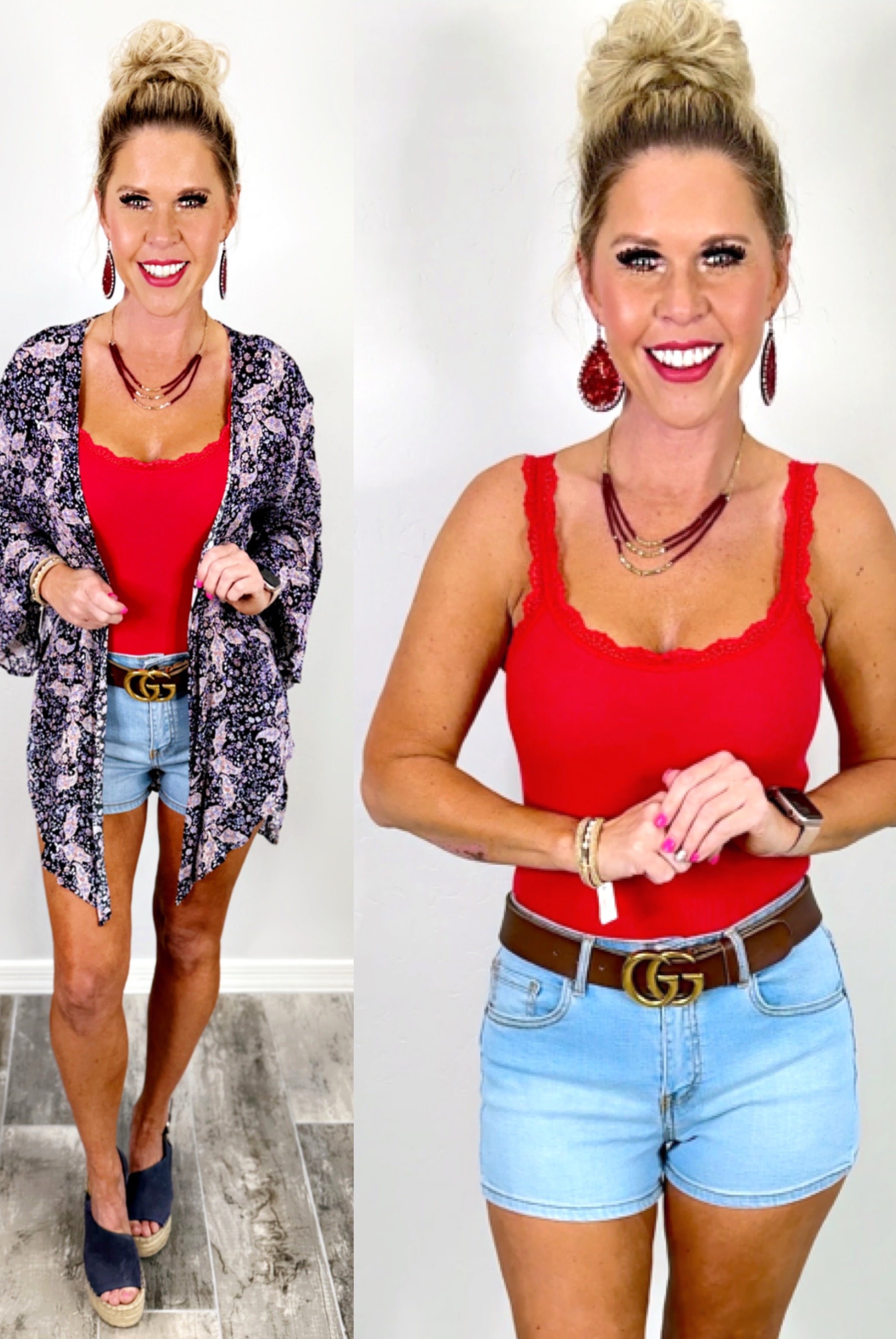 Lace Ribbed Bodysuit - Red-privityboutique-Privity Boutique, Women’s Fashion Boutique in Mesa, Arizona