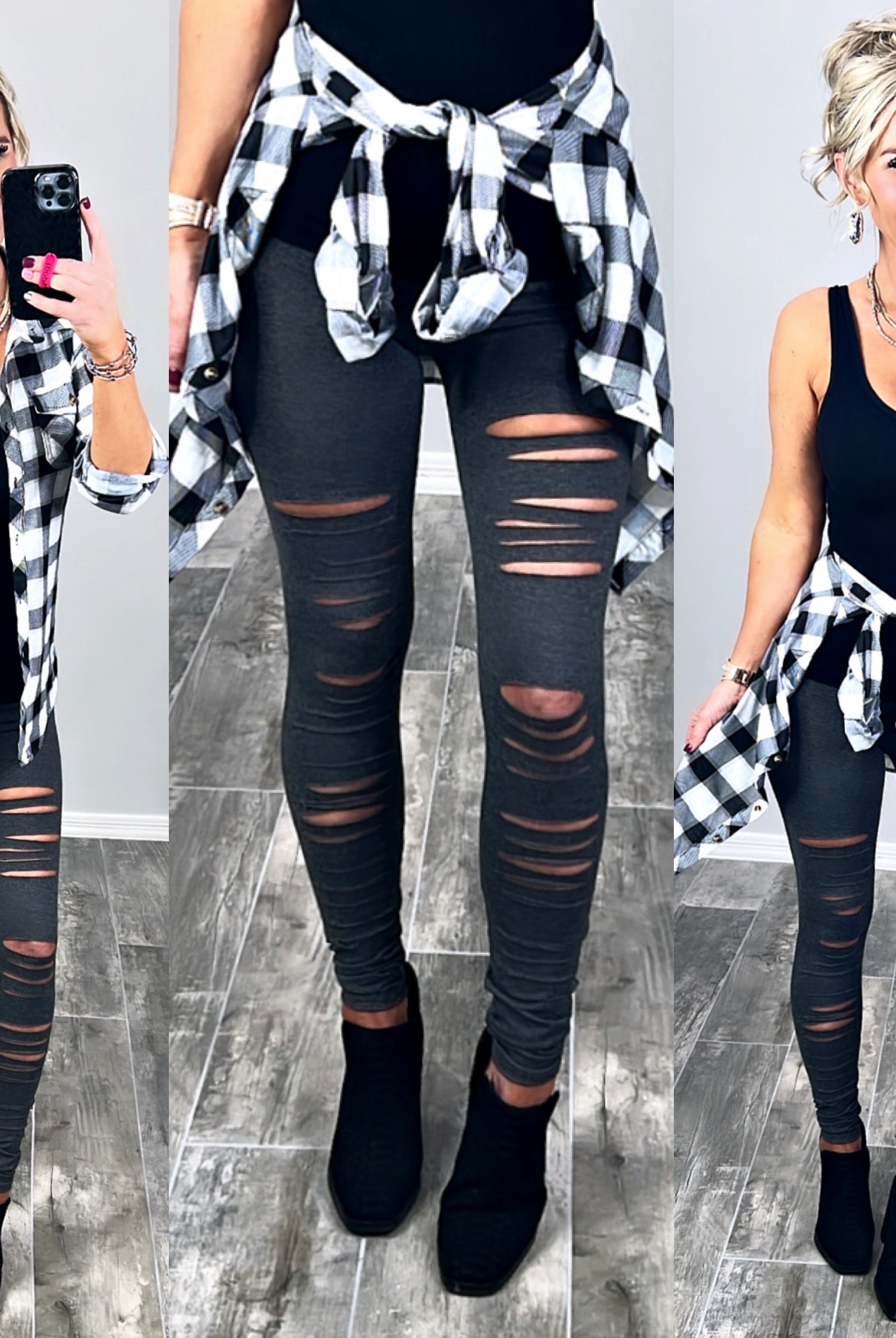 Tear It Up Leggings - Charcoal-Leggings-privityboutique-Privity Boutique, Women’s Fashion Boutique in Mesa, Arizona