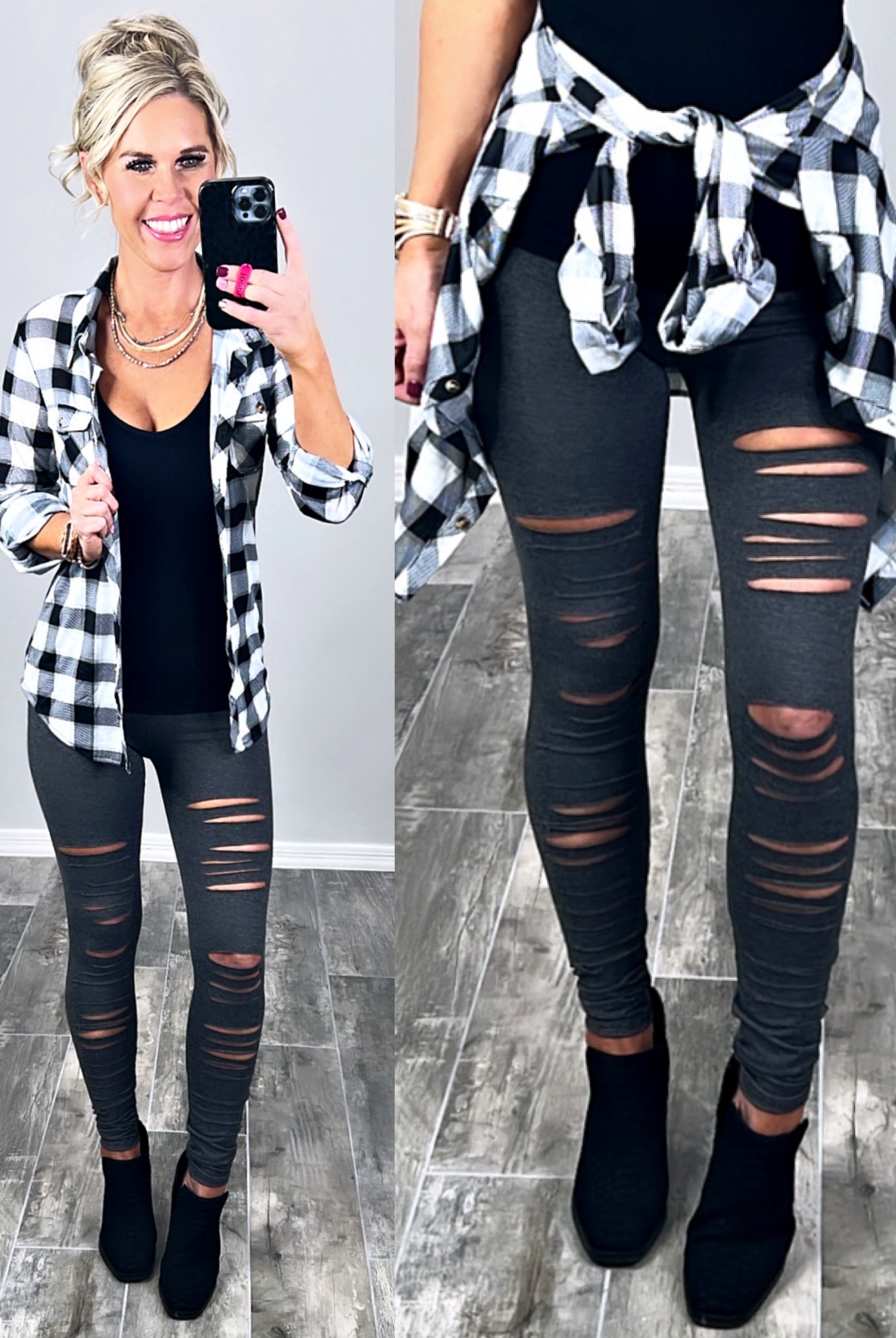 Tear It Up Leggings - Charcoal-Leggings-privityboutique-Privity Boutique, Women’s Fashion Boutique in Mesa, Arizona