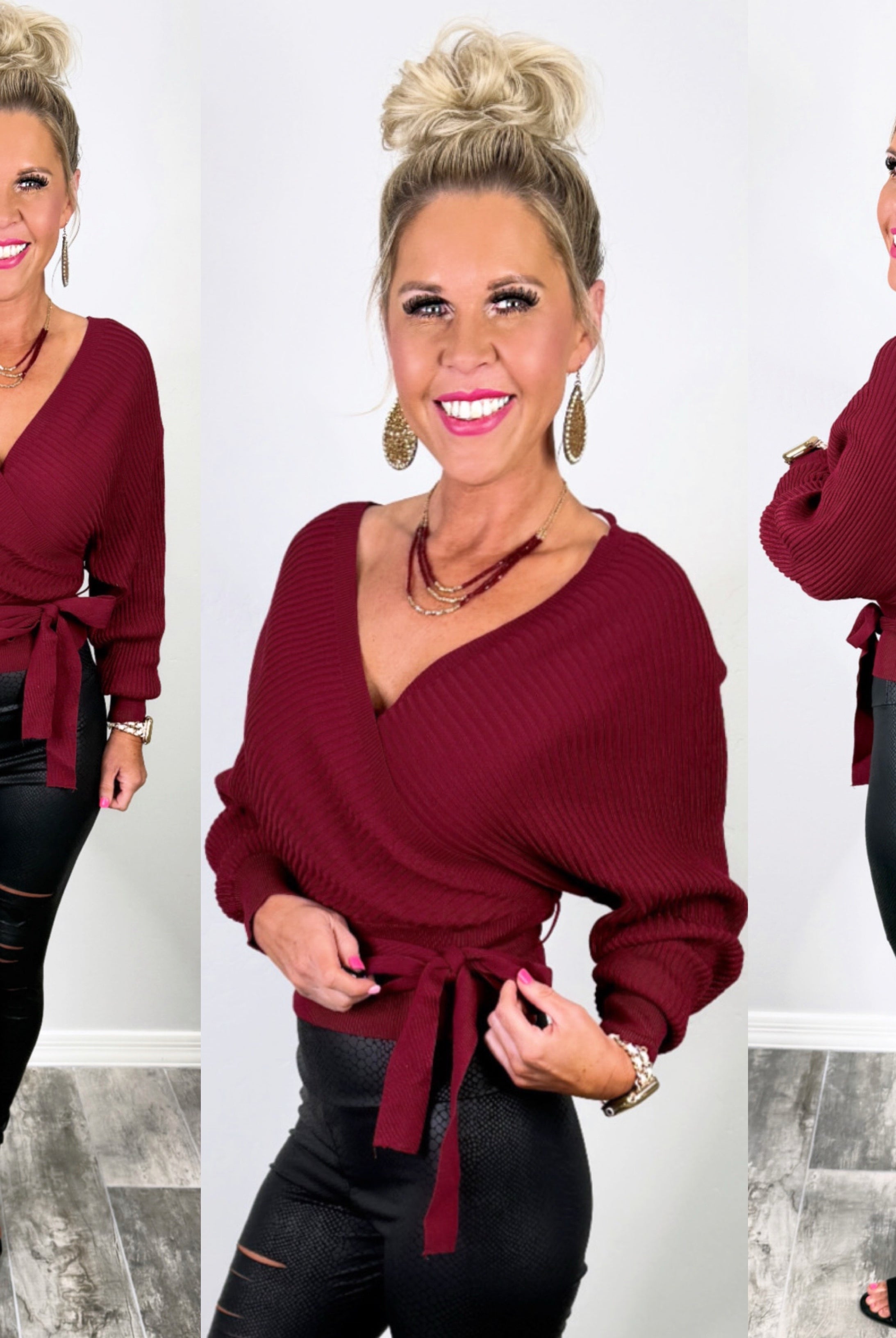 Dreaming Of You Top - Burgundy-Cropped sweater Top-privityboutique-Privity Boutique, Women’s Fashion Boutique in Mesa, Arizona