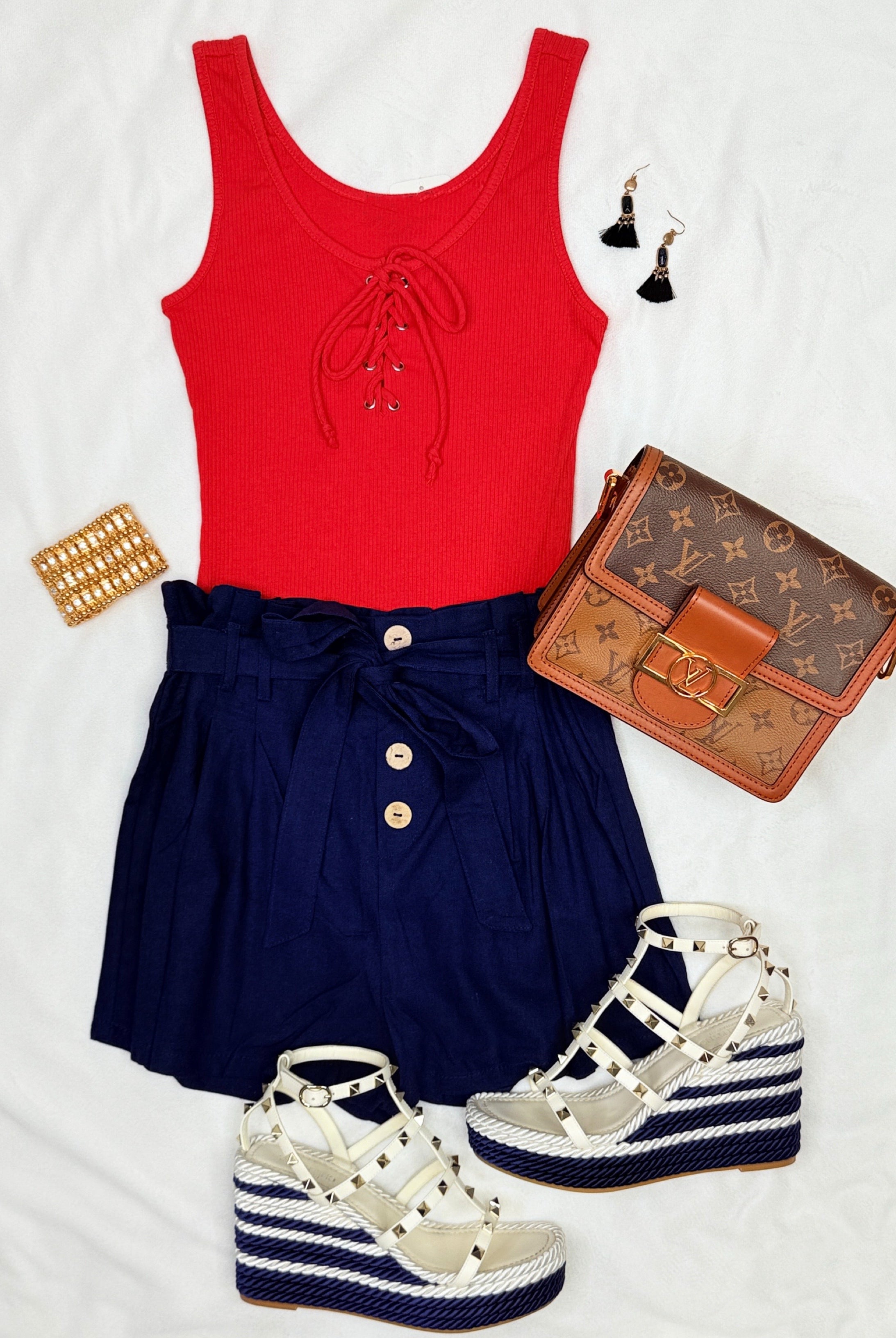 Tie Front Ribbed Bodysuit - Red-privityboutique-Privity Boutique, Women’s Fashion Boutique in Mesa, Arizona