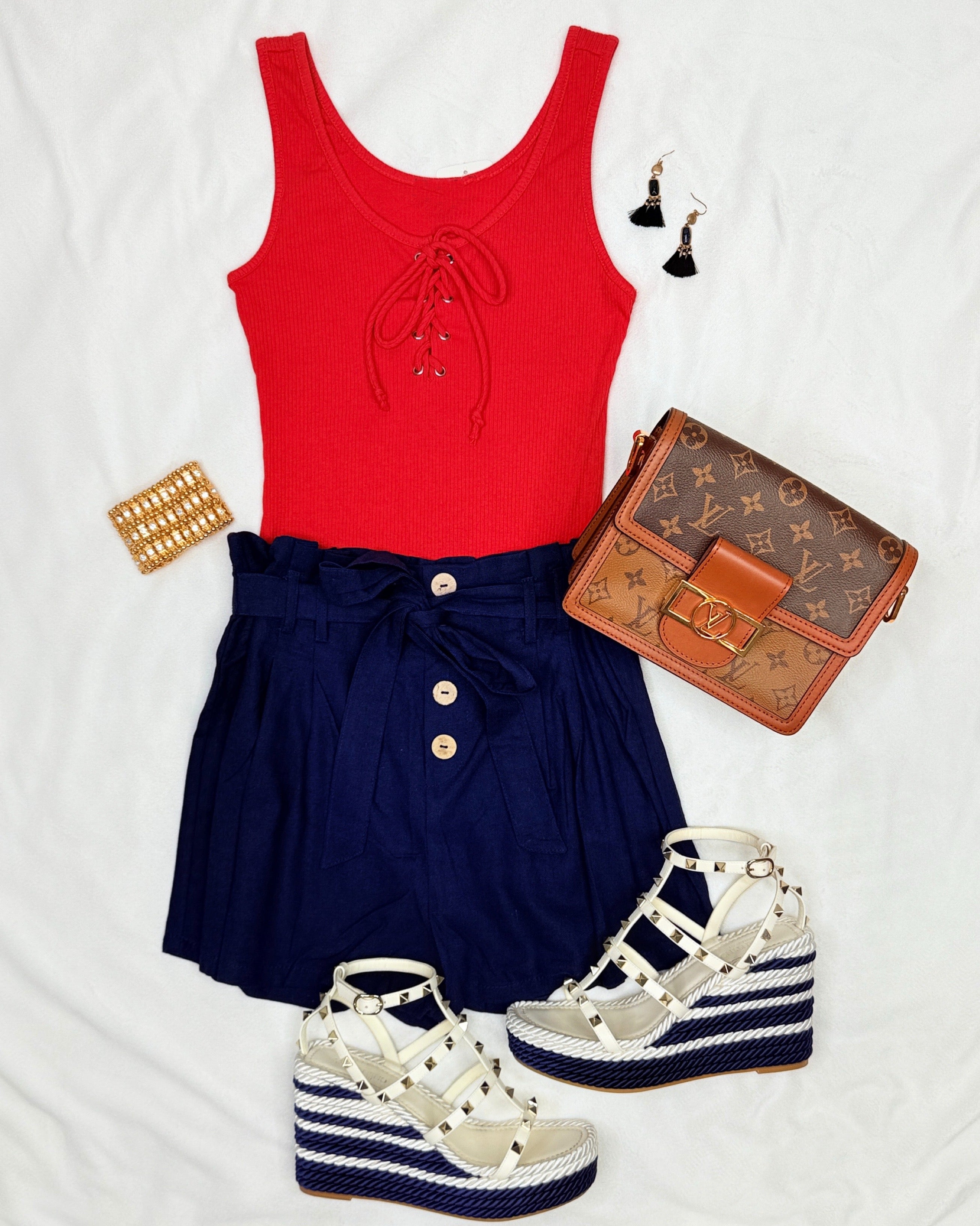 Tie Front Ribbed Bodysuit - Red-privityboutique-Privity Boutique, Women’s Fashion Boutique in Mesa, Arizona