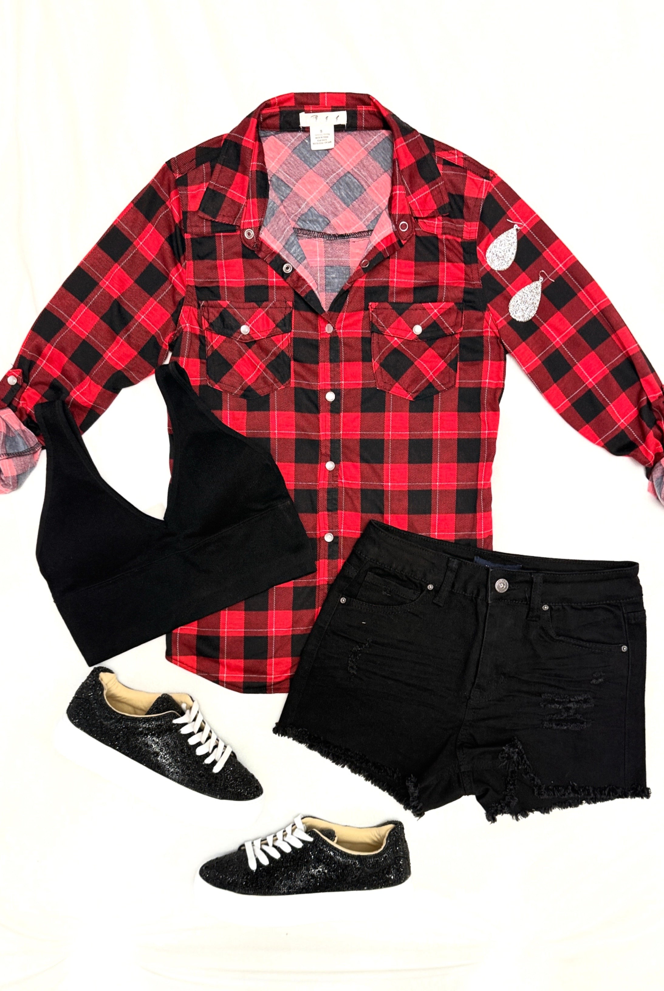 Penny Plaid Flannel Top - Buffalo Red/White-flannel-privityboutique-Privity Boutique, Women’s Fashion Boutique in Mesa, Arizona