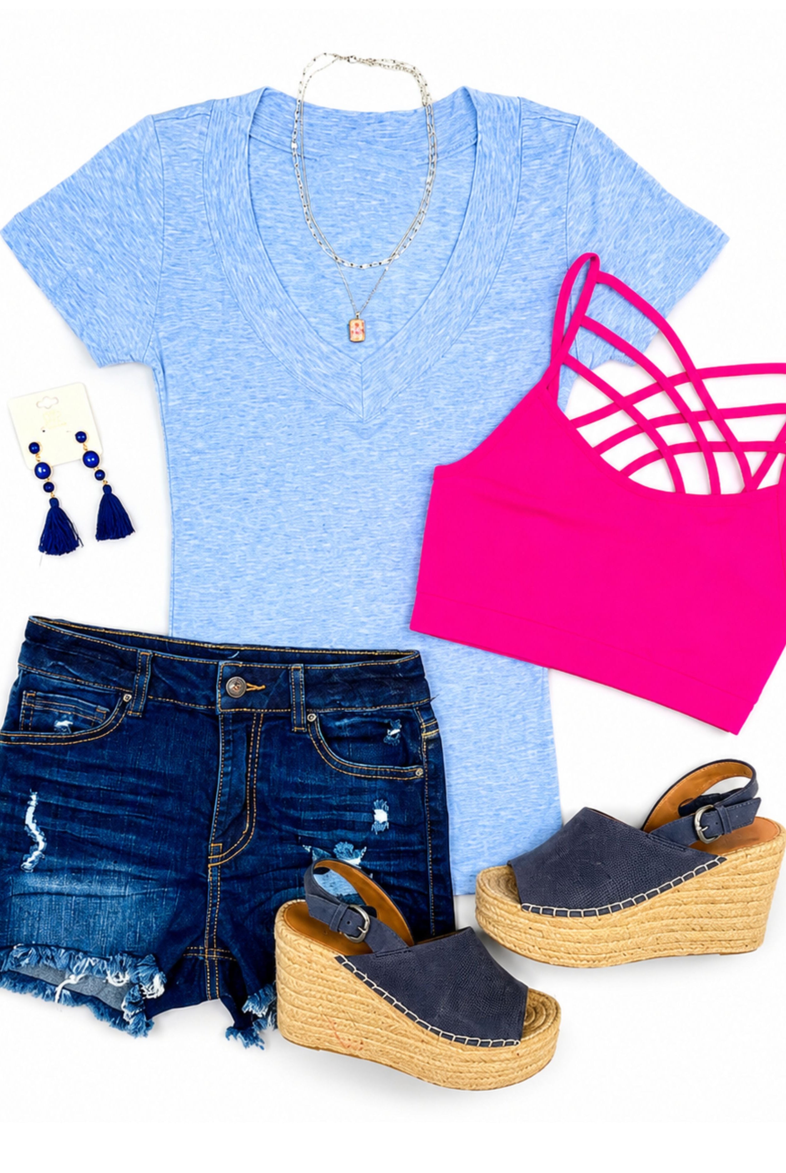 Deep V Tee - Lt. Blue-Top-privityboutique-Privity Boutique, Women’s Fashion Boutique in Mesa, Arizona