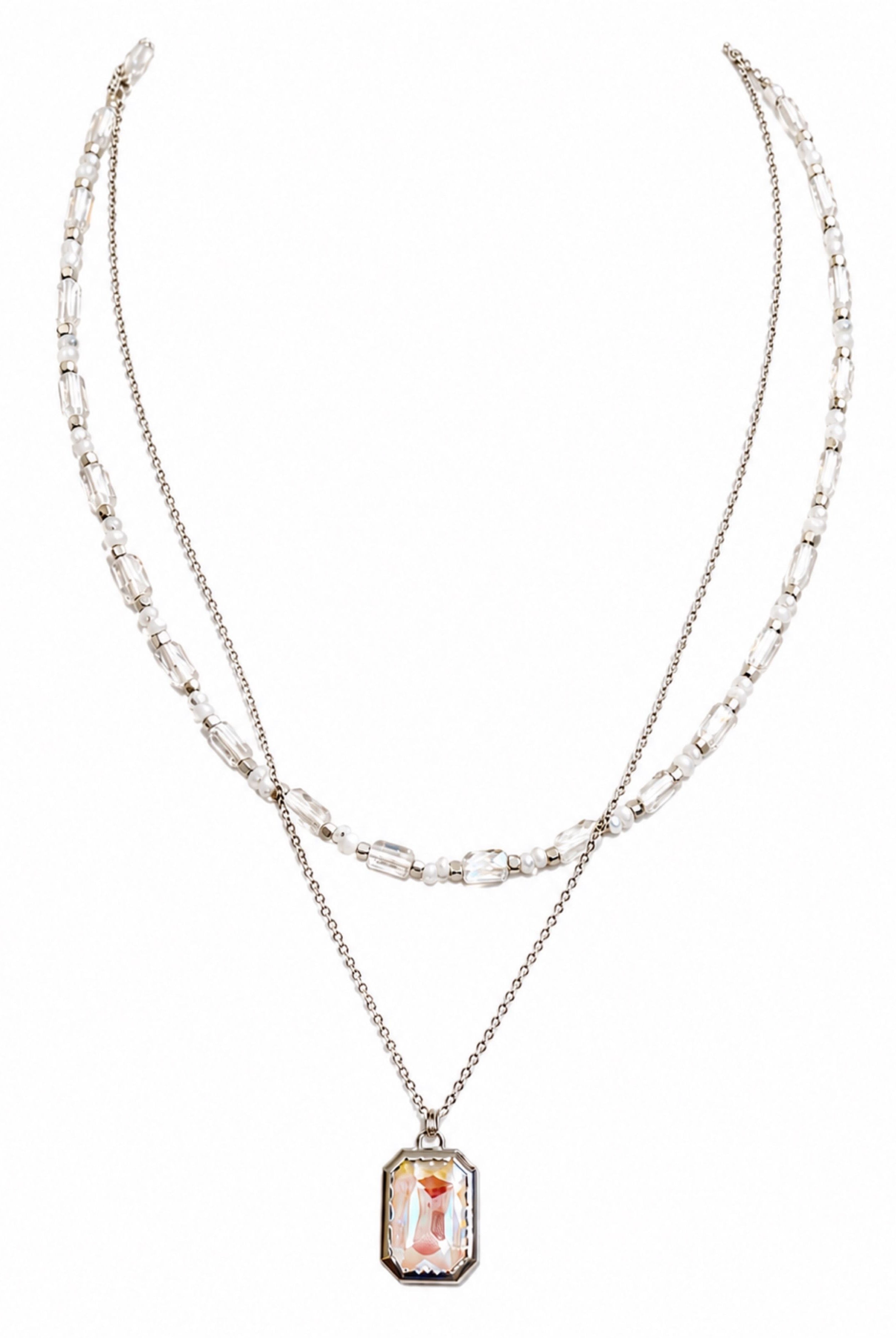 She Shines Necklace - Silver/Clear-beaded tassel necklace-privityboutique.com-Privity Boutique, Women’s Fashion Boutique in Mesa, Arizona
