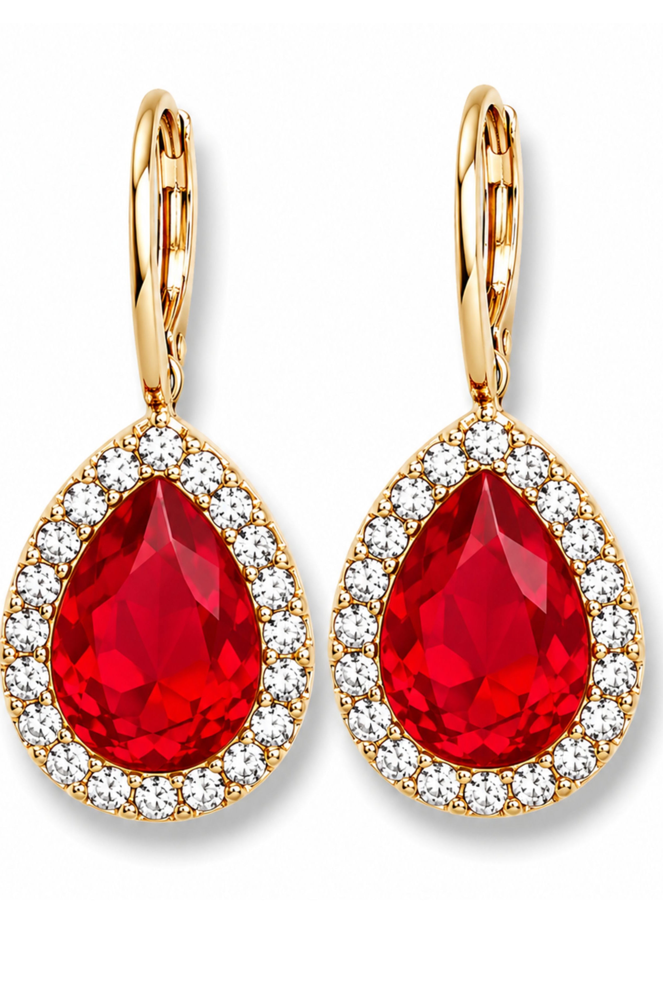 Red Rhinestone Teardrop Earrings-earrings-privityboutique.com-Privity Boutique, Women’s Fashion Boutique in Mesa, Arizona