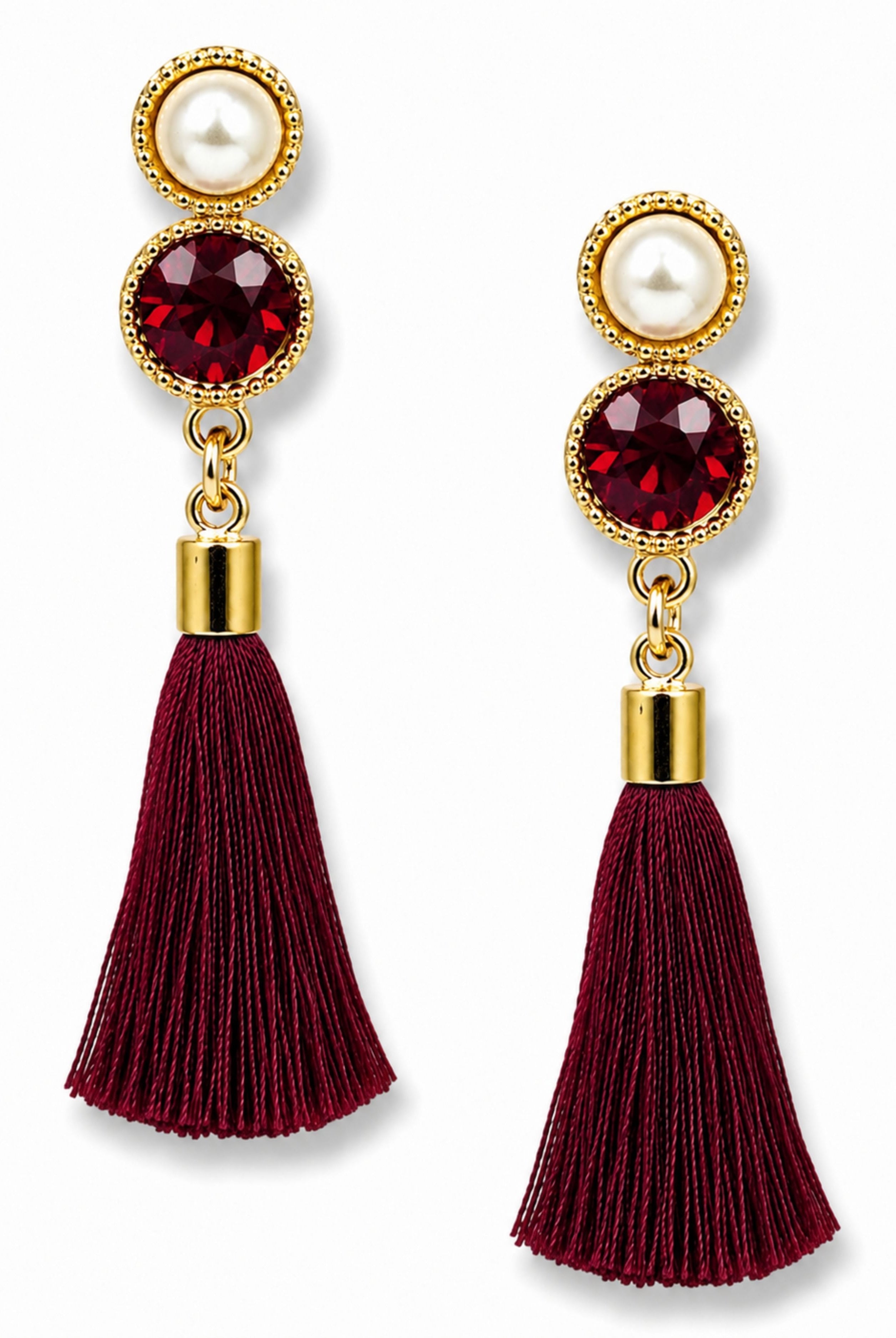 Burgundy Tassel Earrings-earrings-privityboutique-Privity Boutique, Women’s Fashion Boutique in Mesa, Arizona