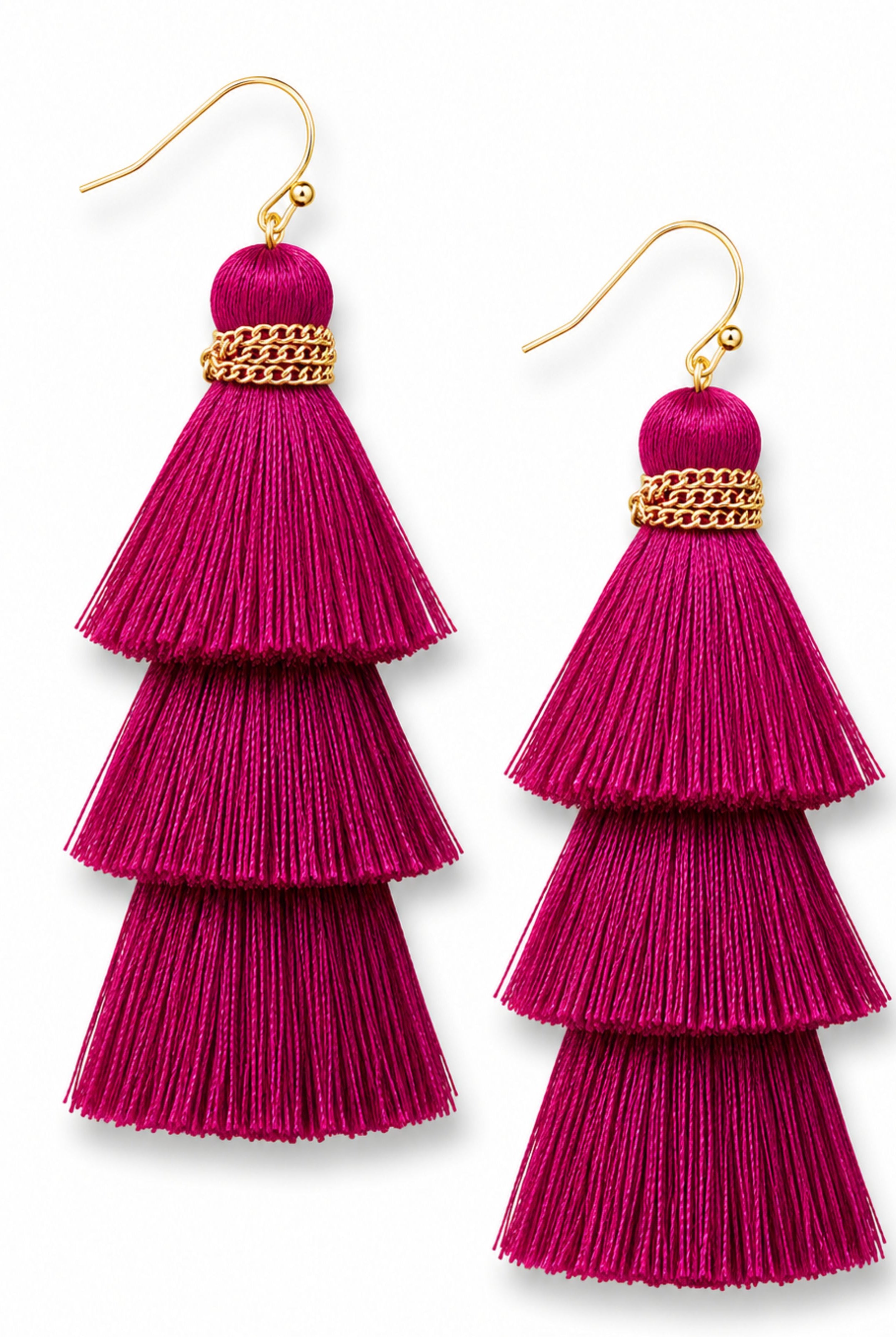 Party of Three Tassel Earrings - Pink-earrings-privityboutique.com-Privity Boutique, Women’s Fashion Boutique in Mesa, Arizona