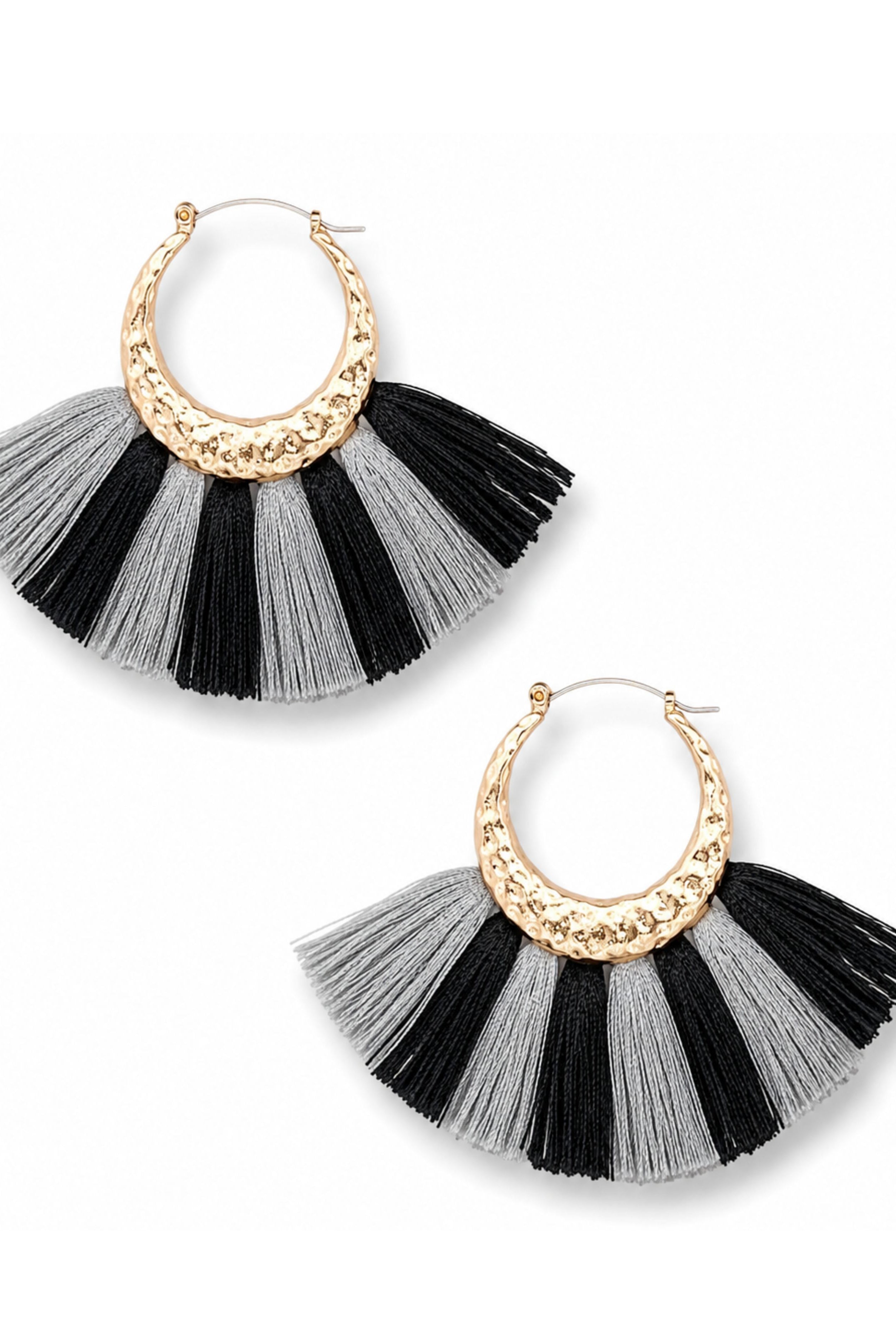 Looking Out Tassel Earrings: Black/Grey-earrings-privityboutique.com-Privity Boutique, Women’s Fashion Boutique in Mesa, Arizona