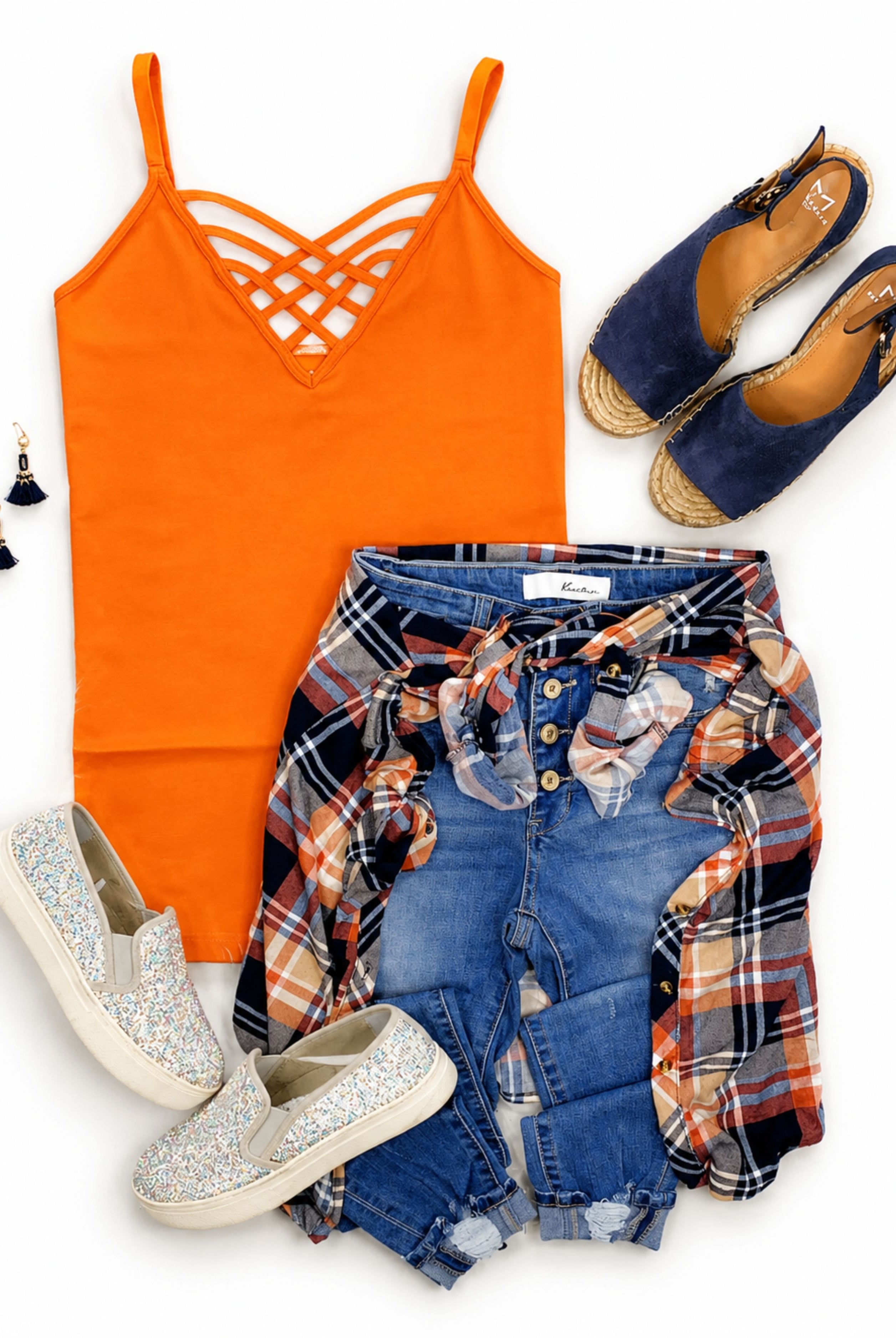 Long Caged Cami - Orange-cami-privityboutique-Privity Boutique, Women’s Fashion Boutique in Mesa, Arizona