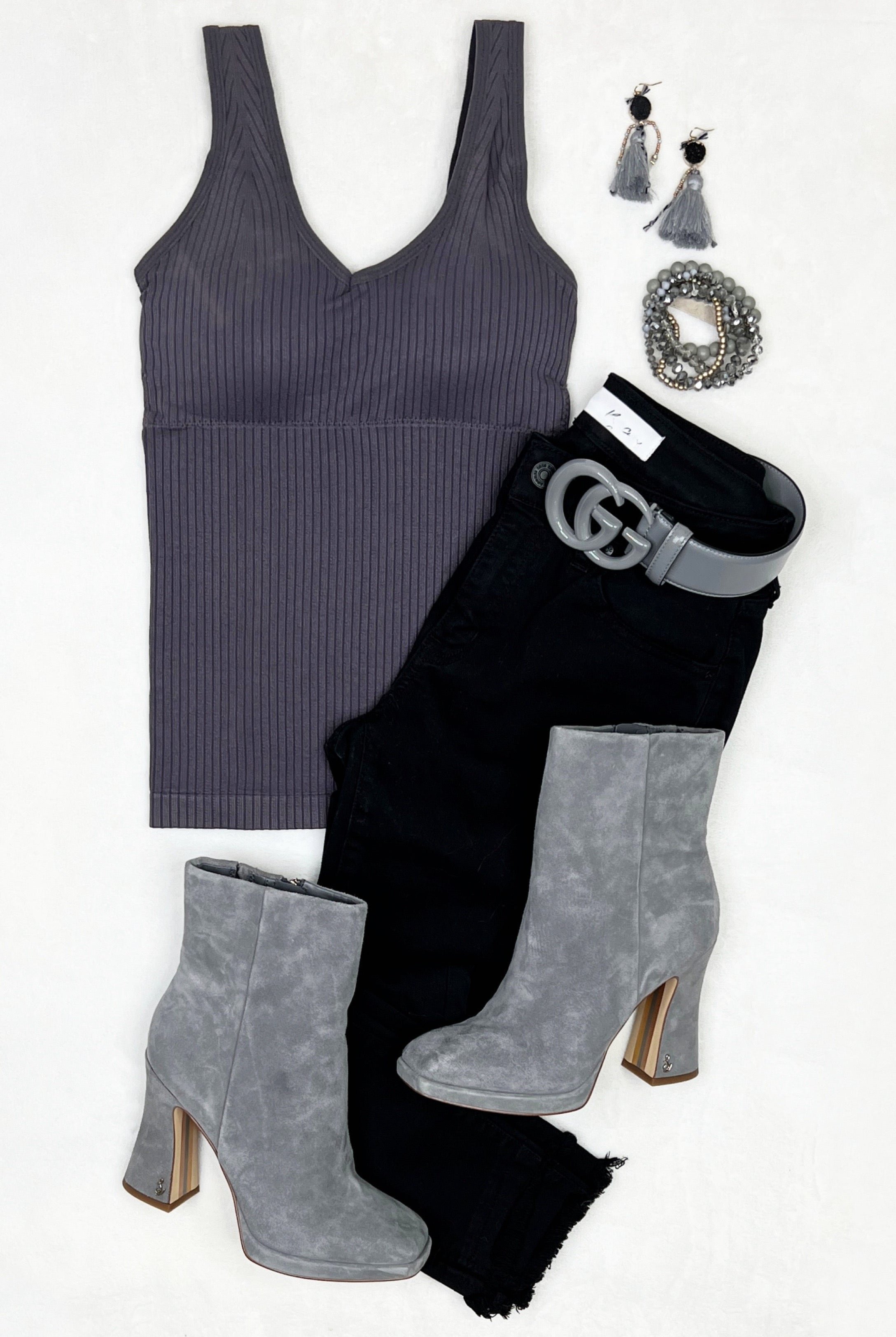 Casual & Comfy Tank - Grey-racerback tank top-privityboutique-Privity Boutique, Women’s Fashion Boutique in Mesa, Arizona