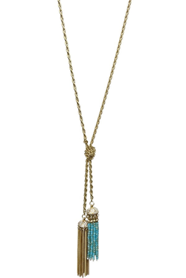 Double Down Tassel Necklace: Blue-privityboutique-Privity Boutique, Women’s Fashion Boutique in Mesa, Arizona
