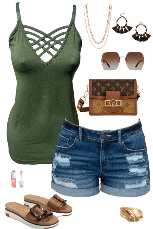 Long Caged Cami - Olive-cami-privityboutique-Privity Boutique, Women’s Fashion Boutique in Mesa, Arizona