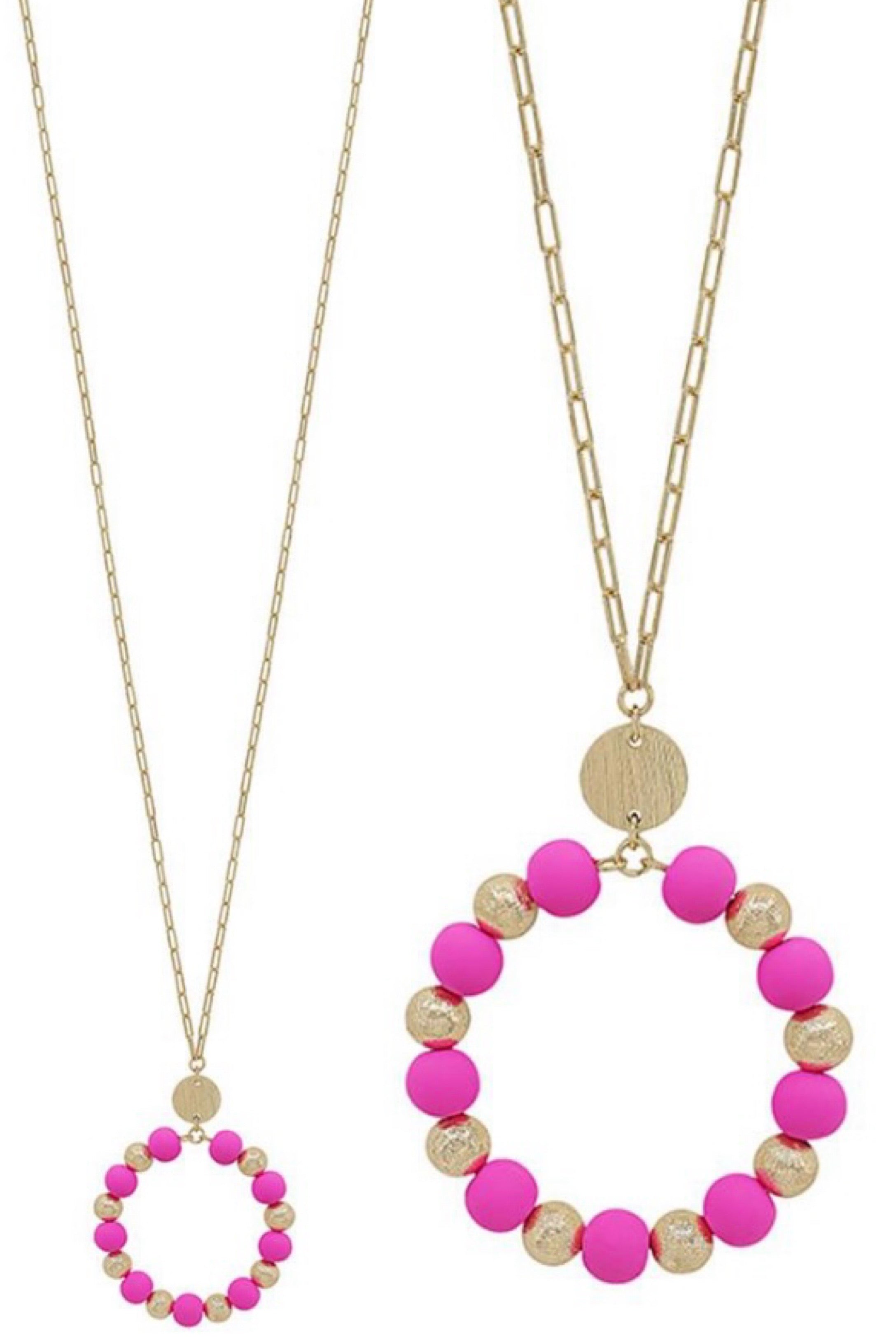 Gold & Pink Beaded Necklace-beaded tassel necklace-privityboutique.com-Privity Boutique, Women’s Fashion Boutique in Mesa, Arizona