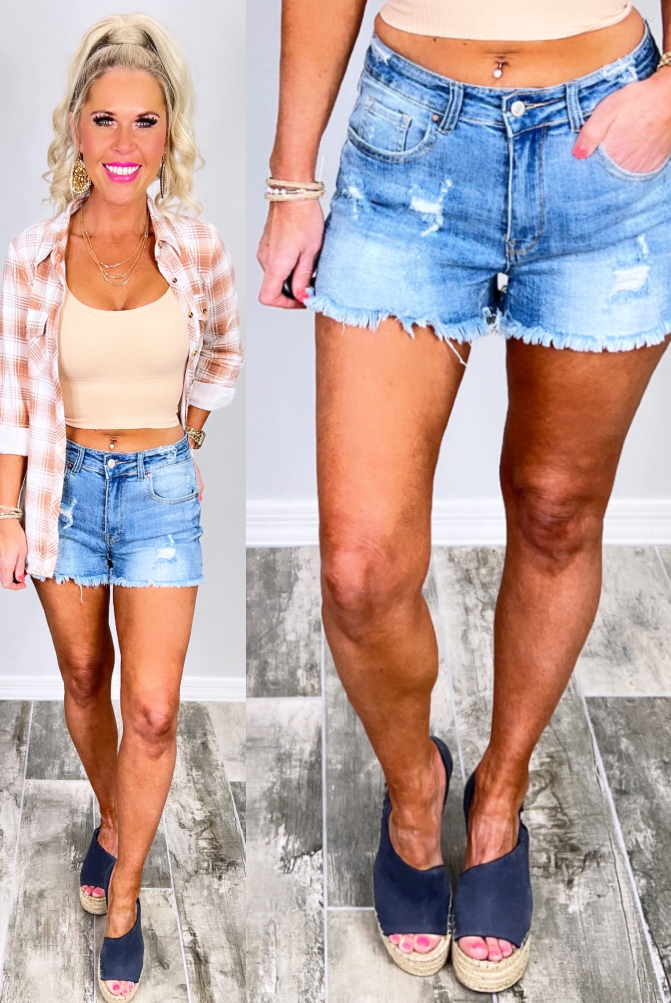 Summer Love Distressed Denim Shorts-Dress-privityboutique.com-Privity Boutique, Women’s Fashion Boutique in Mesa, Arizona