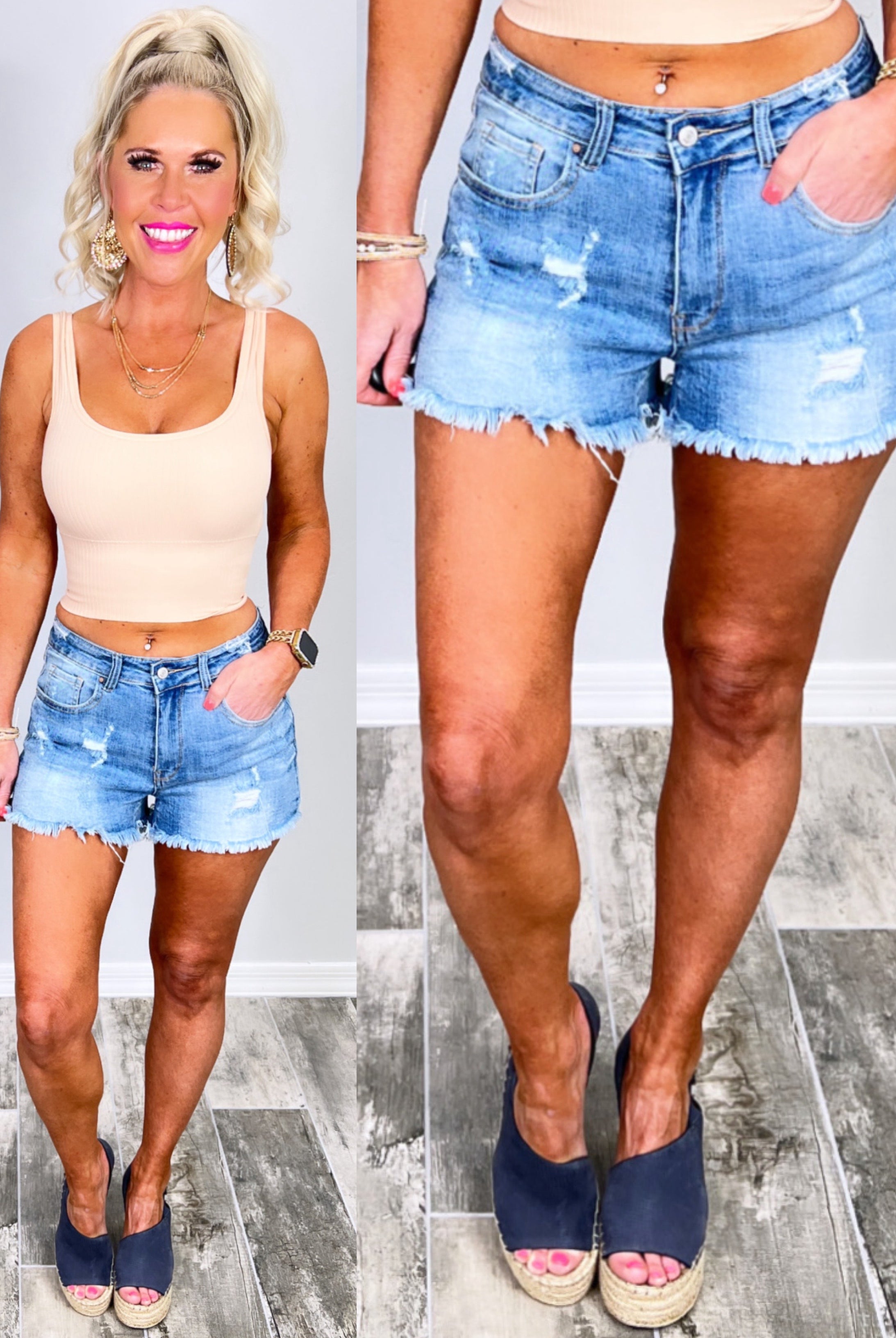 Summer Love Distressed Denim Shorts-Dress-privityboutique.com-Privity Boutique, Women’s Fashion Boutique in Mesa, Arizona