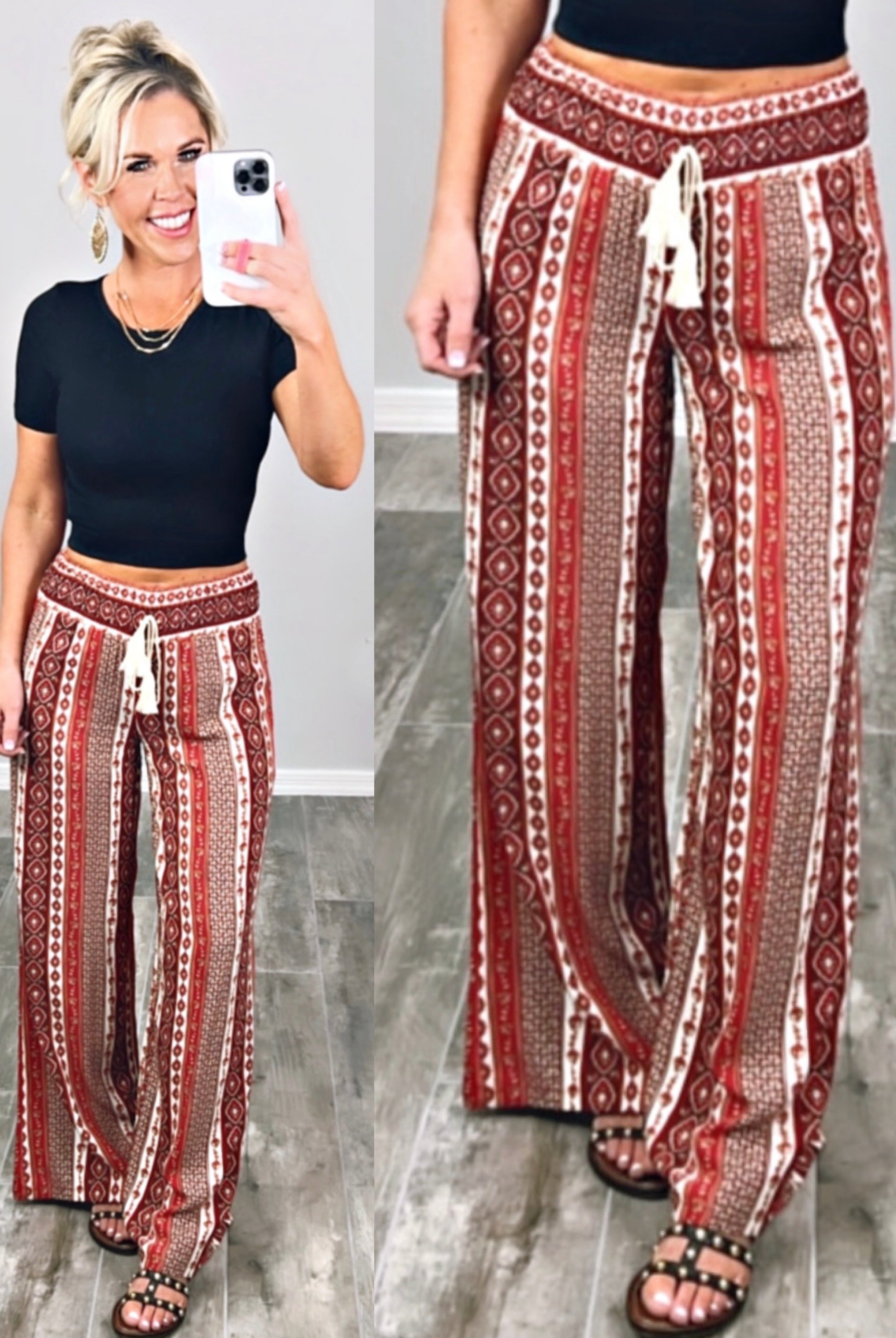 You Say It Best Smocked Waist Printed Pants-palazzo-privityboutique.com-Privity Boutique, Women’s Fashion Boutique in Mesa, Arizona