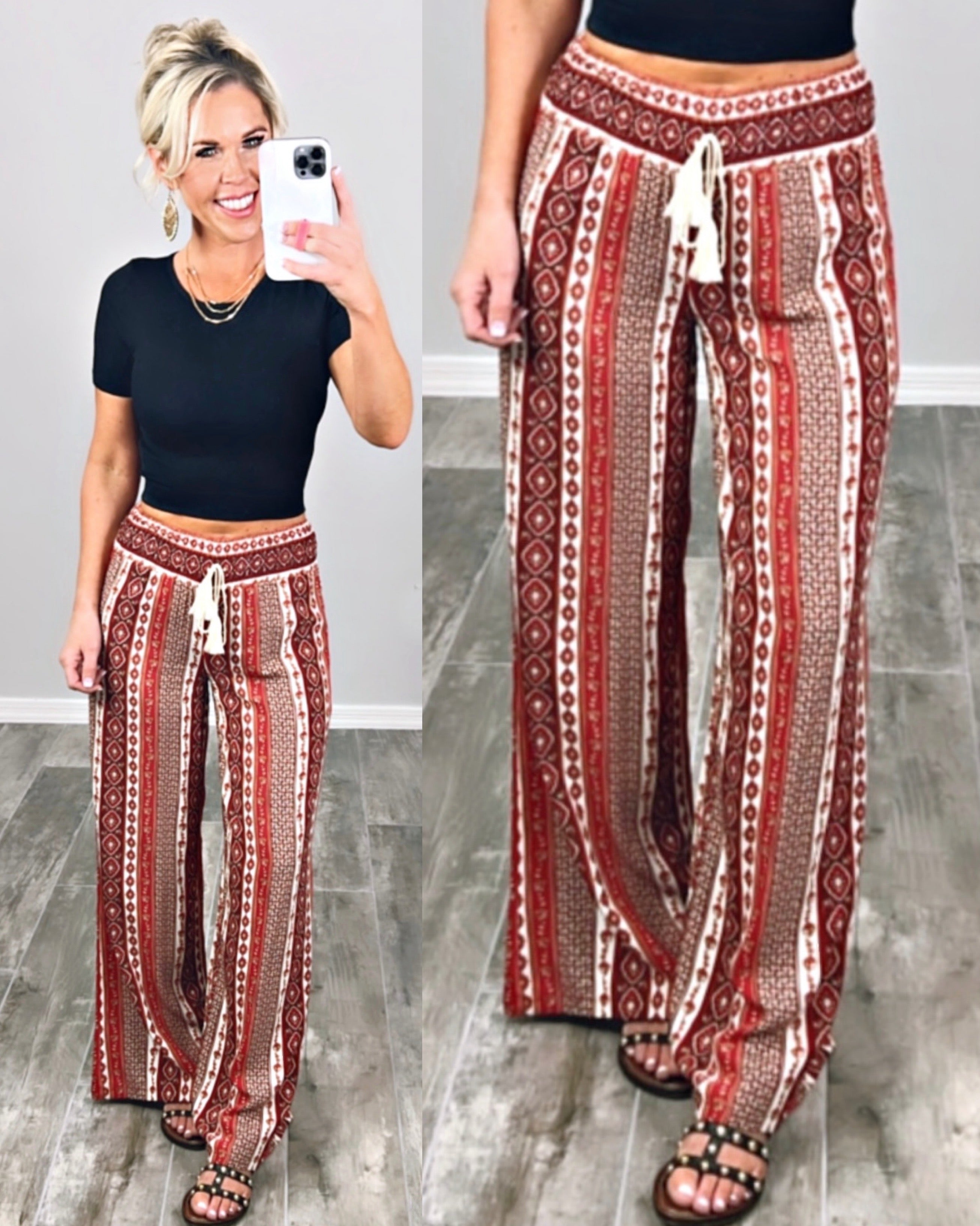 You Say It Best Smocked Waist Printed Pants-palazzo-privityboutique.com-Privity Boutique, Women’s Fashion Boutique in Mesa, Arizona
