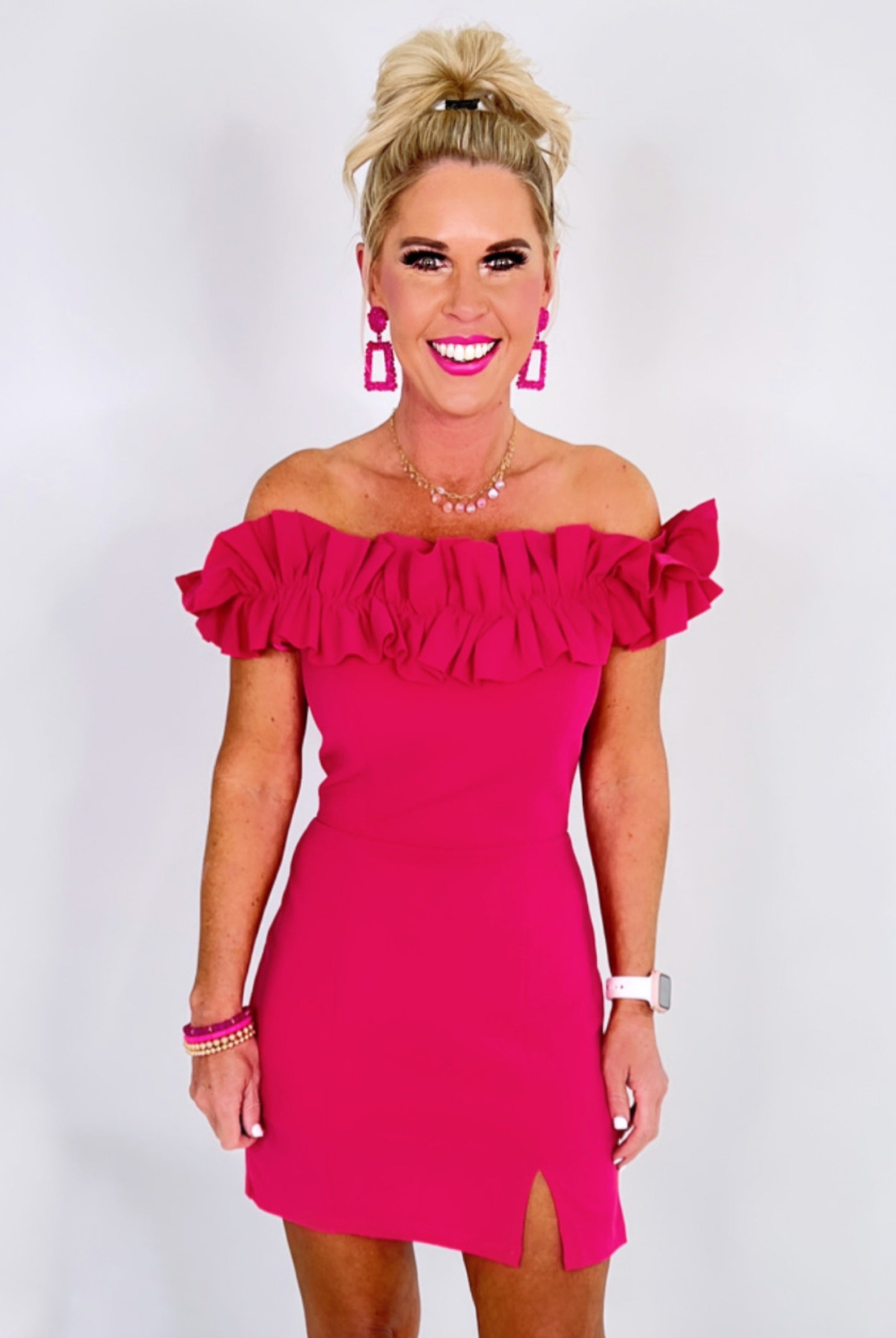 Ruffle On Top Dress - Pink-Dress-privityboutique.com-Privity Boutique, Women’s Fashion Boutique in Mesa, Arizona