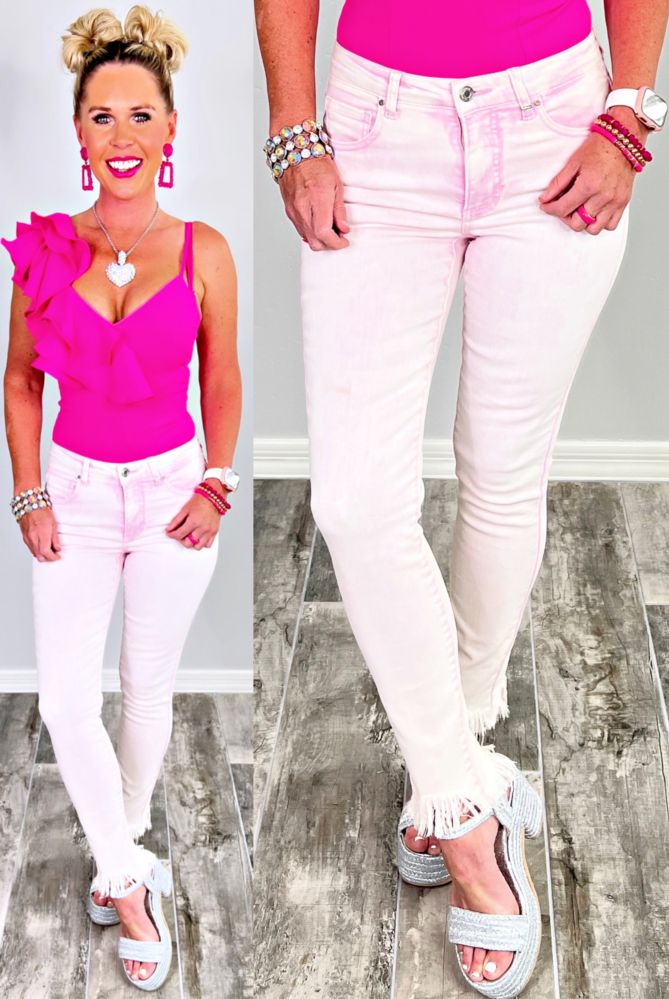 Allie Pink Washed Raw Hem Jeans-jeans-privityboutique-Privity Boutique, Women’s Fashion Boutique in Mesa, Arizona