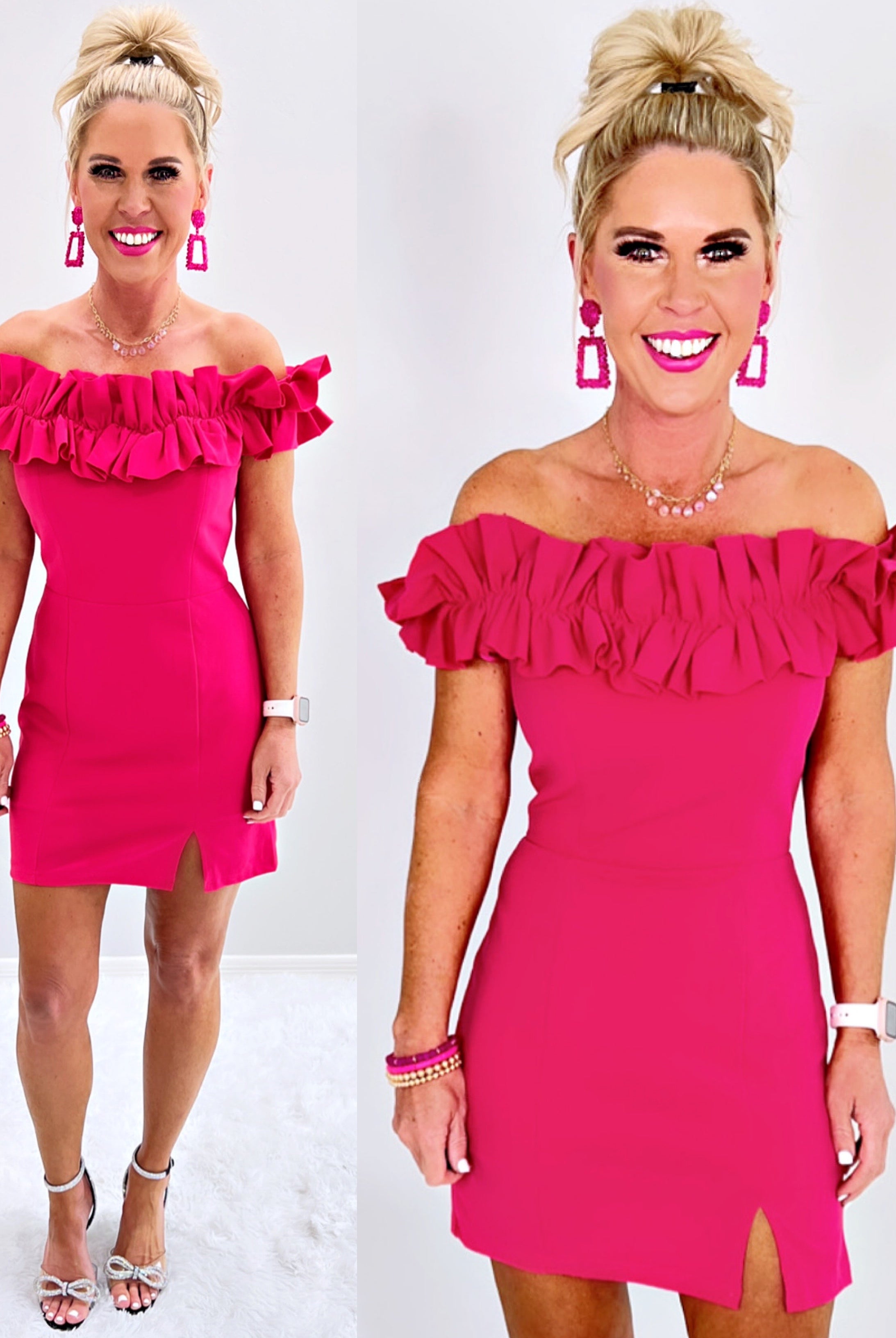 Ruffle On Top Dress - Pink-Dress-privityboutique.com-Privity Boutique, Women’s Fashion Boutique in Mesa, Arizona