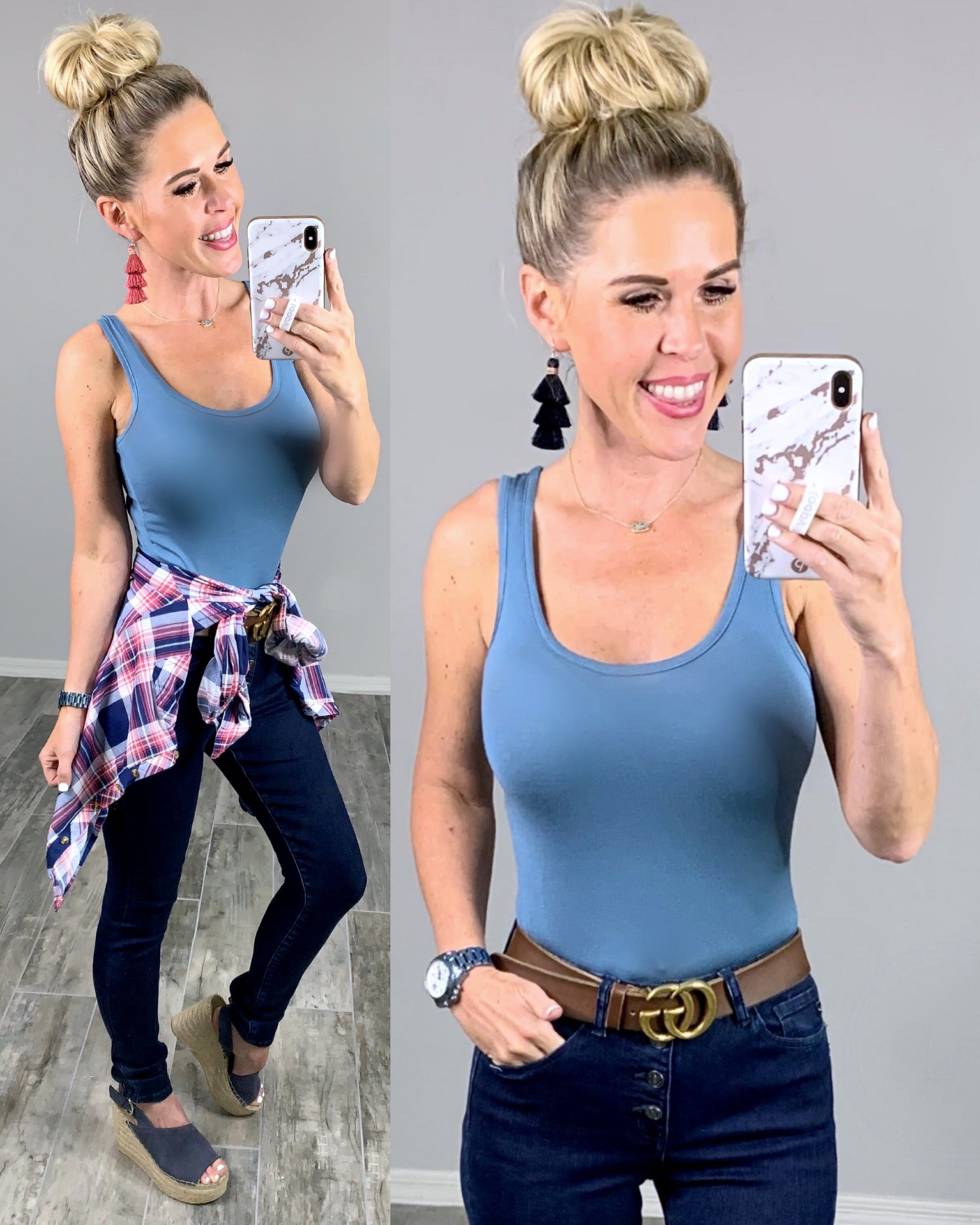 Basic Scoop Tank - Steel Blue-Top-privityboutique.com-Privity Boutique, Women’s Fashion Boutique in Mesa, Arizona
