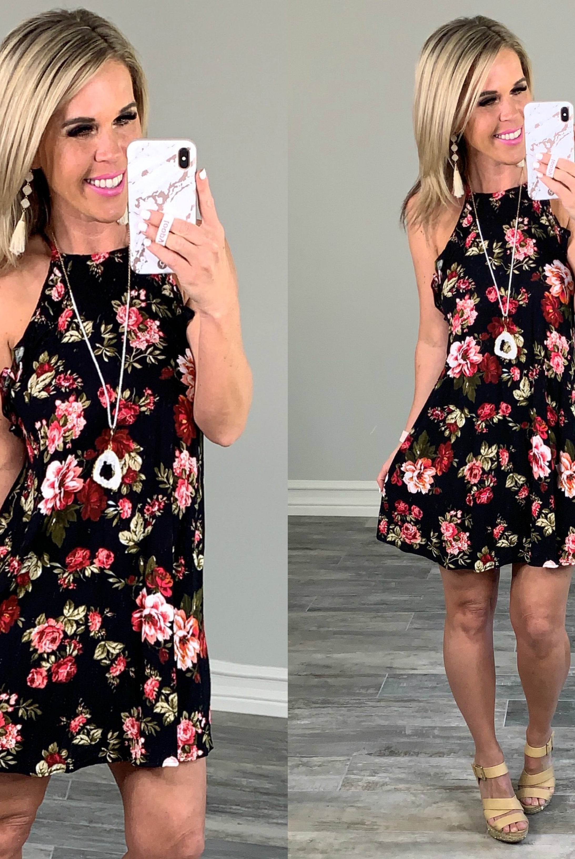 Day Dreaming Floral Dress - Black-Dress-privityboutique.com-Privity Boutique, Women’s Fashion Boutique in Mesa, Arizona