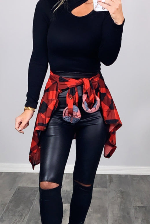 High Waisted Slit Faux Leather Leggings-Leggings-privityboutique-Privity Boutique, Women’s Fashion Boutique in Mesa, Arizona