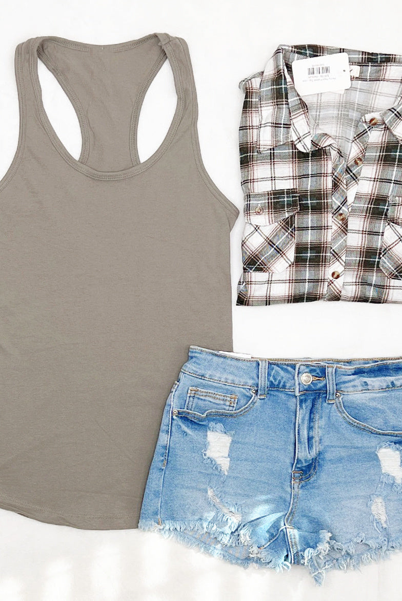 Basic Racerback Tank - Stone-Top-privityboutique.com-Privity Boutique, Women’s Fashion Boutique in Mesa, Arizona