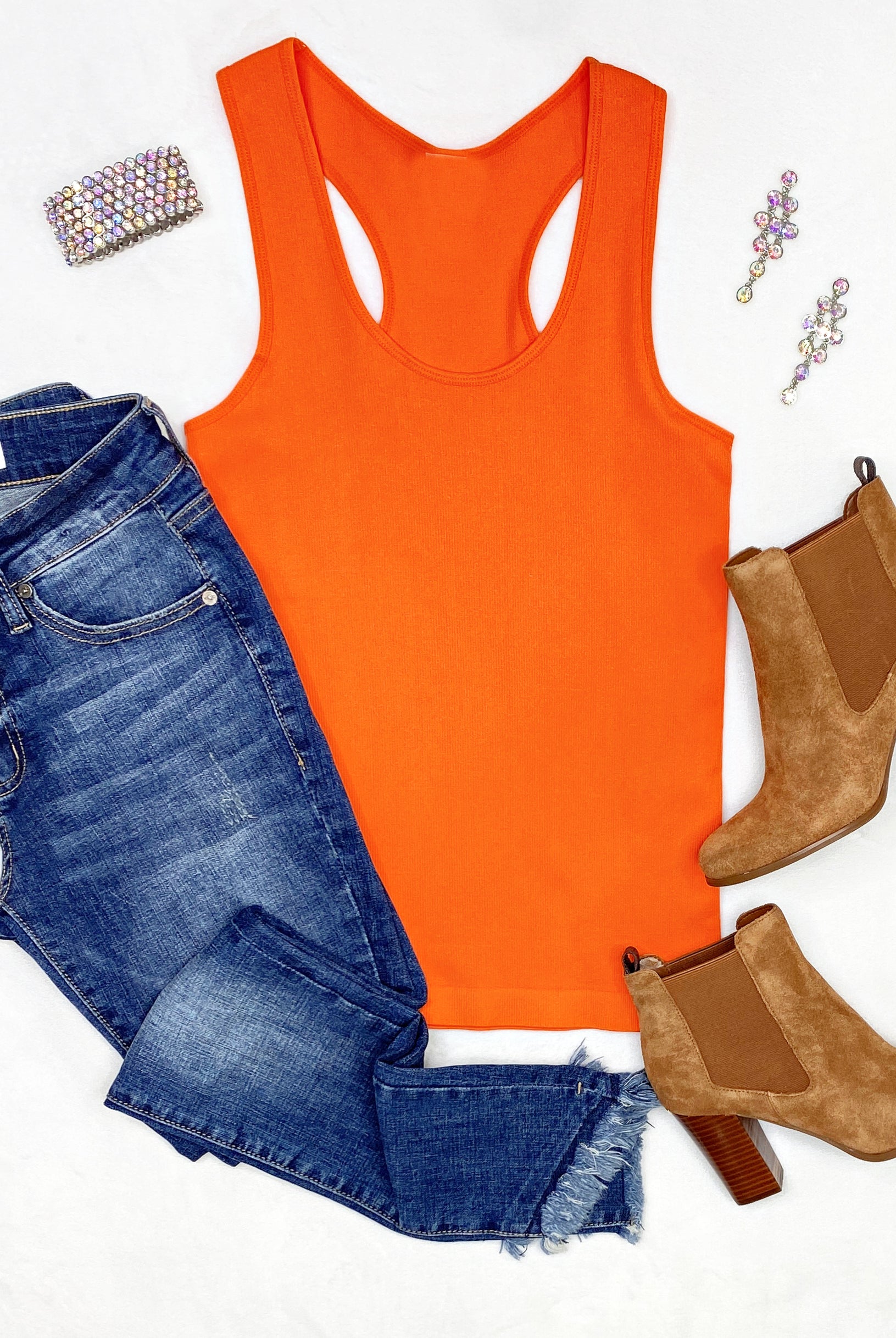 Everyday Basic Ribbed Racerback Tank - Tangerine-racerback tank top-privityboutique-Privity Boutique, Women’s Fashion Boutique in Mesa, Arizona