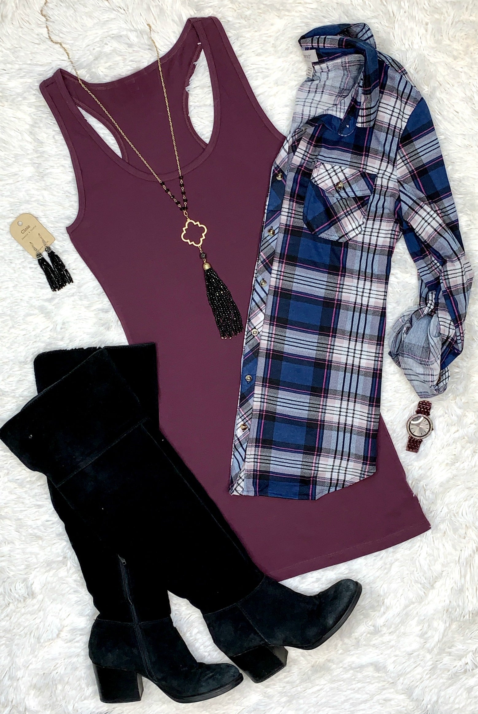 Basic Tank Dress - Eggplant-Top-privityboutique-Privity Boutique, Women’s Fashion Boutique in Mesa, Arizona