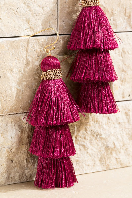 Party of Three Tassel Earrings - Pink-earrings-privityboutique.com-Privity Boutique, Women’s Fashion Boutique in Mesa, Arizona