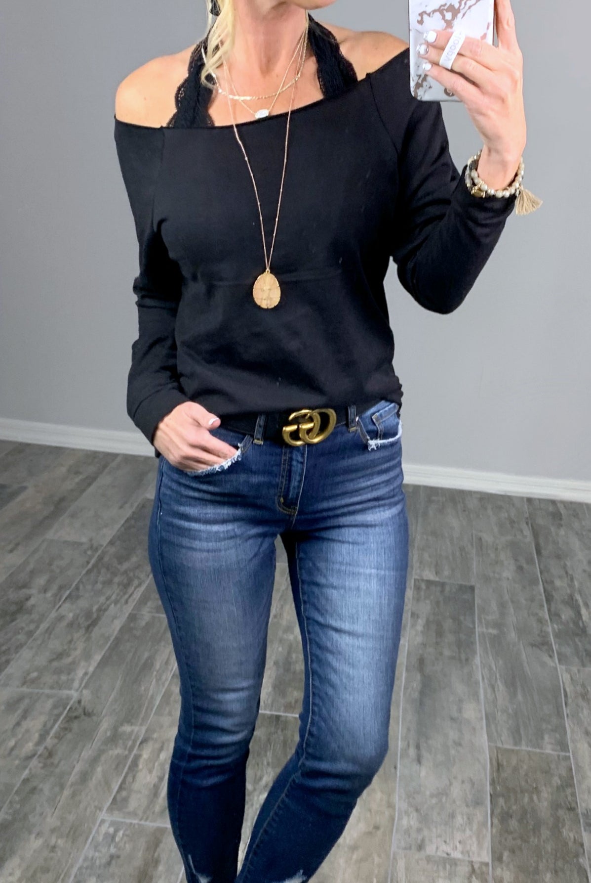 Raw Hem Off The Shoulder - Black-Top-privityboutique.com-Privity Boutique, Women’s Fashion Boutique in Mesa, Arizona