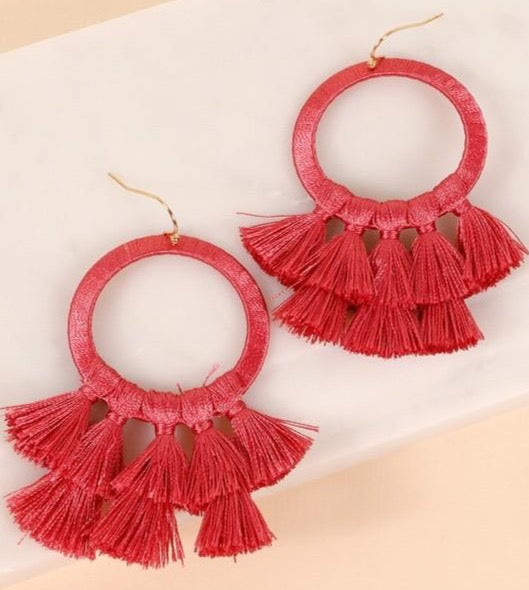 Making Statements Tassel Earrings - Rose-earrings-privityboutique.com-Privity Boutique, Women’s Fashion Boutique in Mesa, Arizona