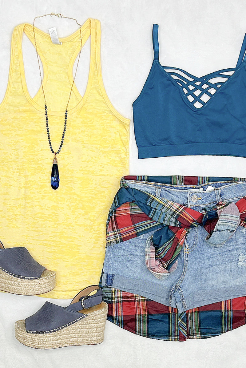 BURNOUT RACERBACK TANK - LEMON-Top-privityboutique.com-Privity Boutique, Women’s Fashion Boutique in Mesa, Arizona