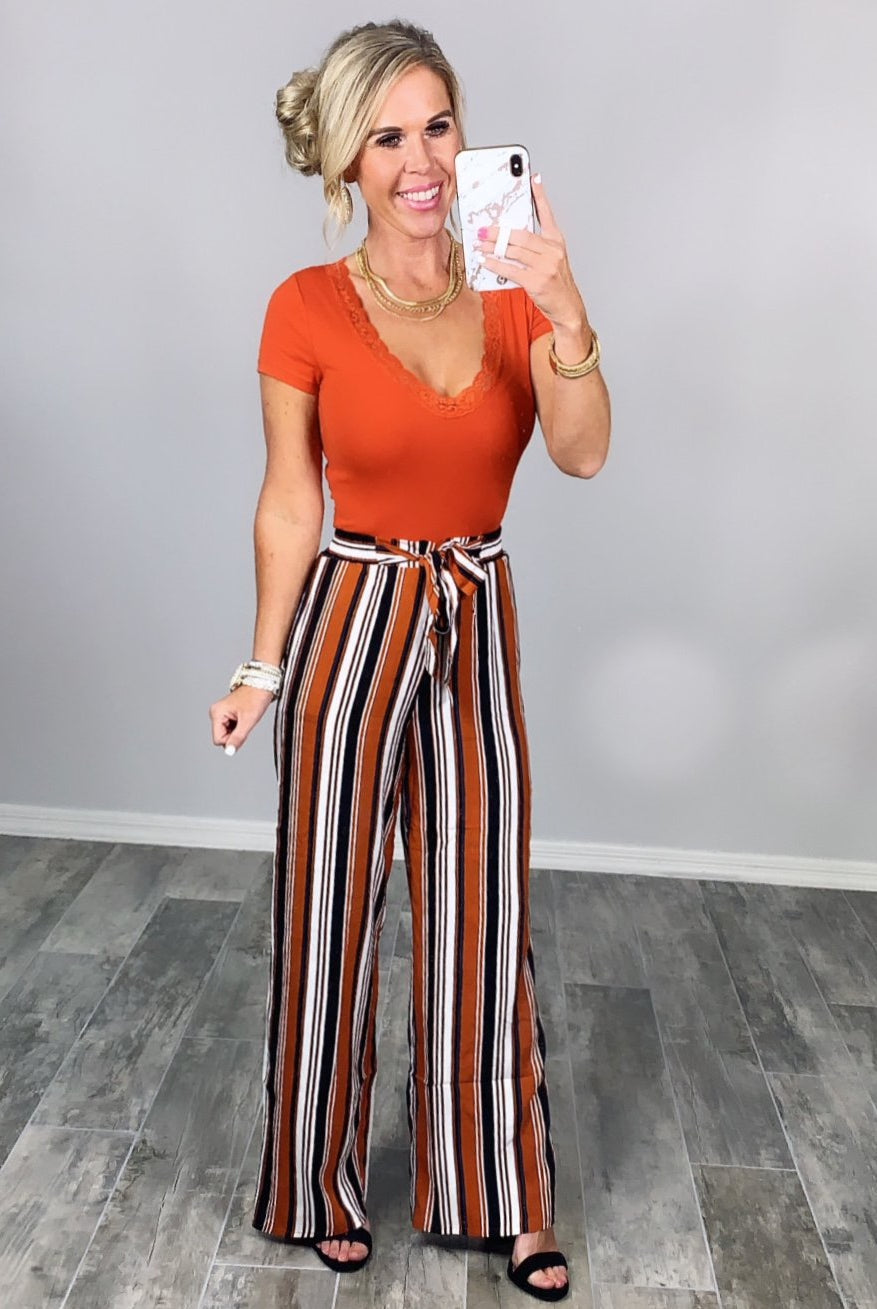 Lace Trim Bodysuit - Rust-Top-privityboutique-Privity Boutique, Women’s Fashion Boutique in Mesa, Arizona