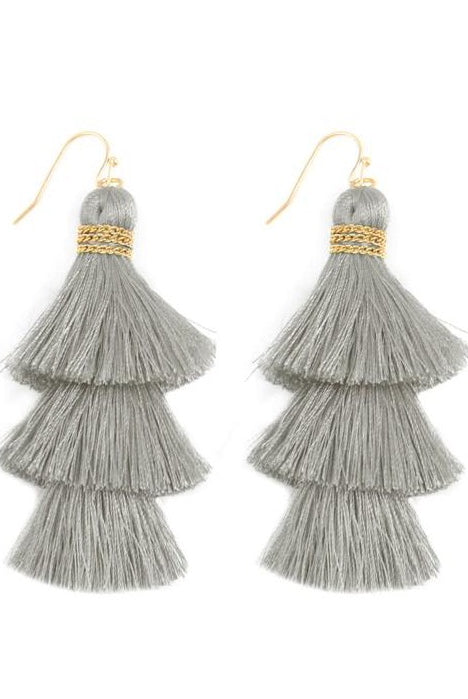 Party of Three Tassel Earrings - Grey-earrings-privityboutique.com-Privity Boutique, Women’s Fashion Boutique in Mesa, Arizona