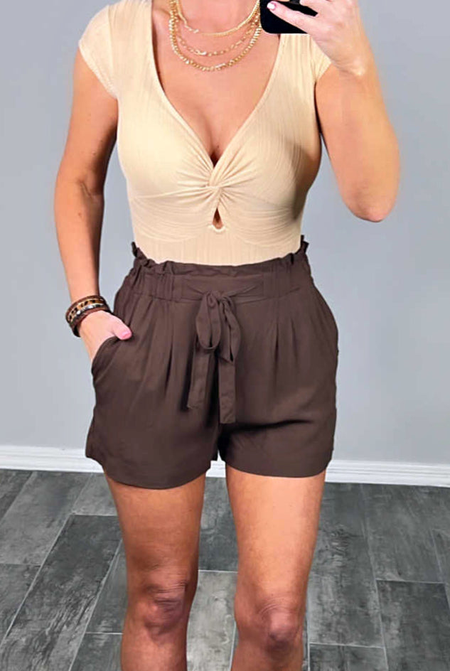Penny For Your Thoughts Shorts - Brown-Dress-privityboutique.com-Privity Boutique, Women’s Fashion Boutique in Mesa, Arizona