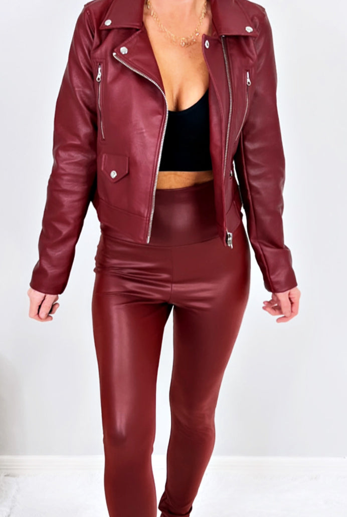 High Waist Faux Leather Leggings - Burgundy-Leggings-privityboutique-Privity Boutique, Women’s Fashion Boutique in Mesa, Arizona