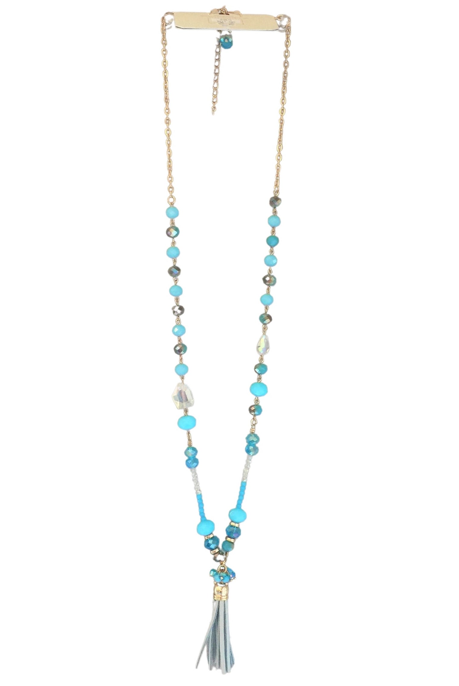 Leather Tassel Necklace: Blue-privityboutique-Privity Boutique, Women’s Fashion Boutique in Mesa, Arizona